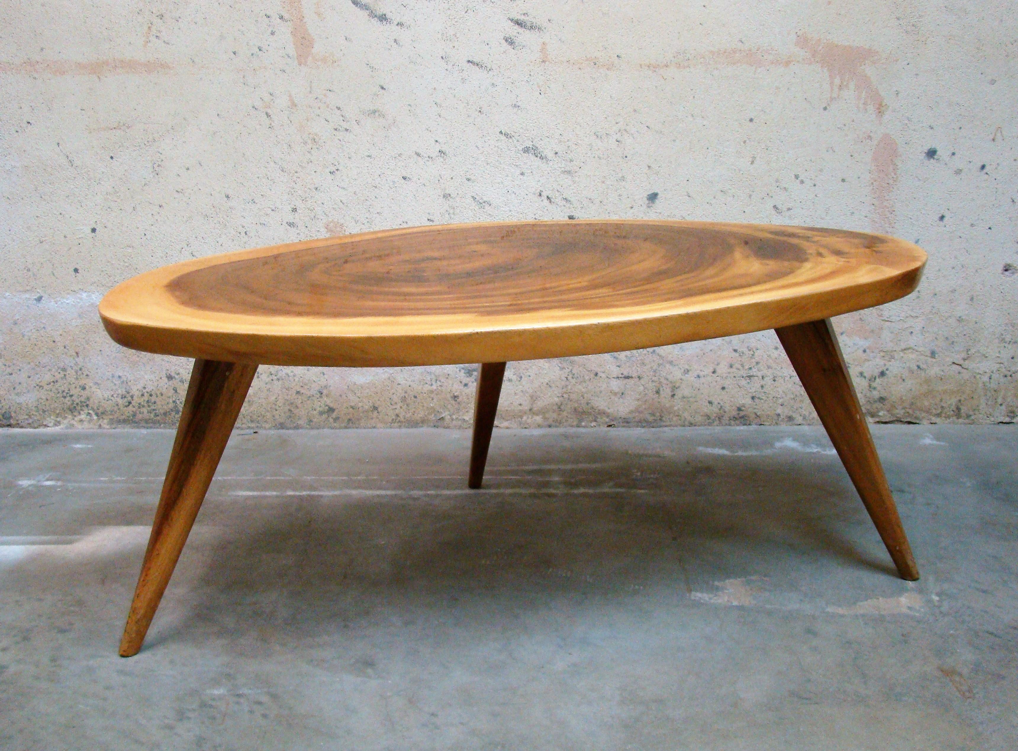 1950s Live Edge 'Monkeypod' Wood Coffee Table or Low Side Table Hawaii, USA In Good Condition In Denver, CO