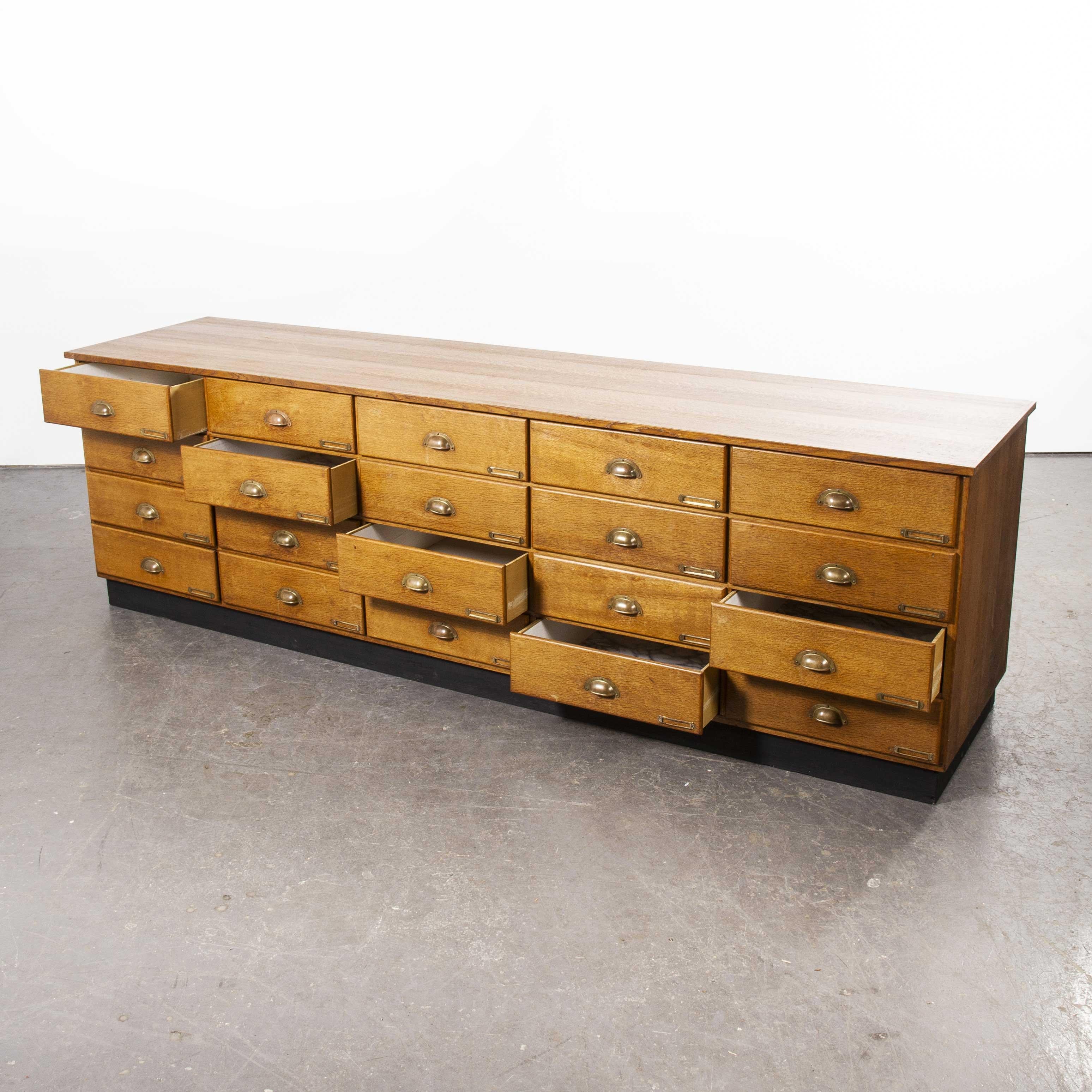 1950s Long Oak Drapers Shop Bank of Drawers, Chest of Drawers 6