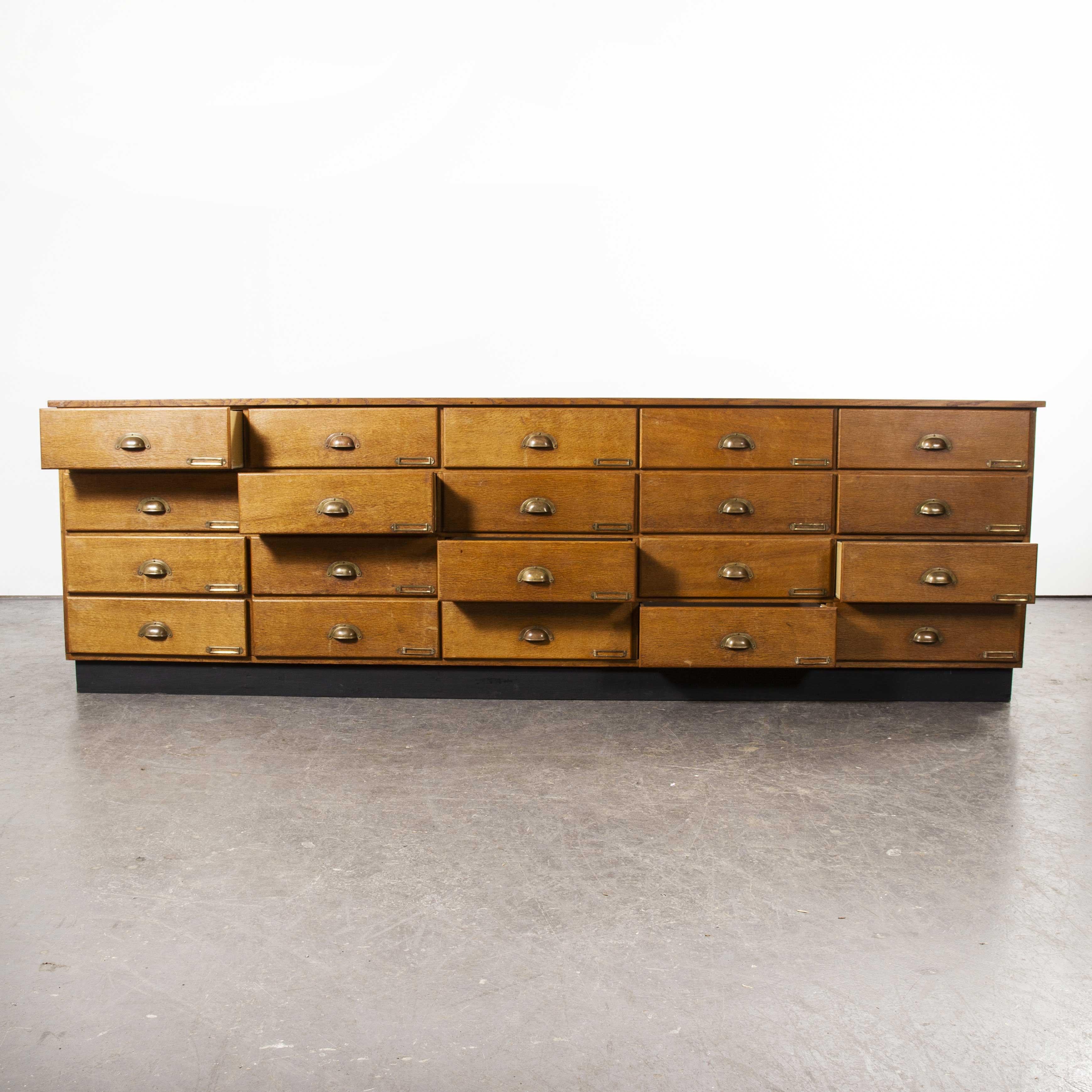 1950s Long Oak Drapers Shop Bank of Drawers, Chest of Drawers 7