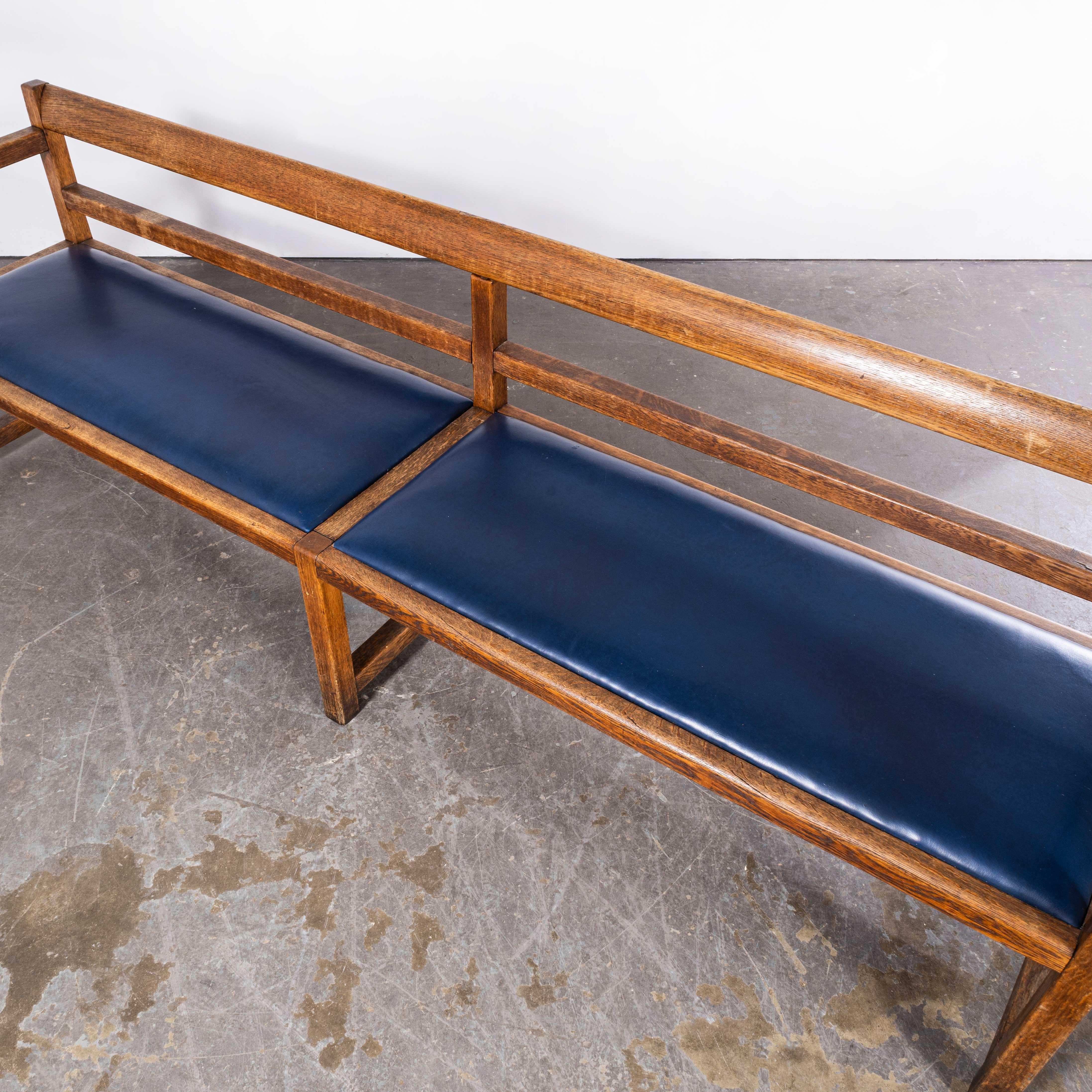 English 1950's Long Upholstered Red Bench - Richardson & Sons