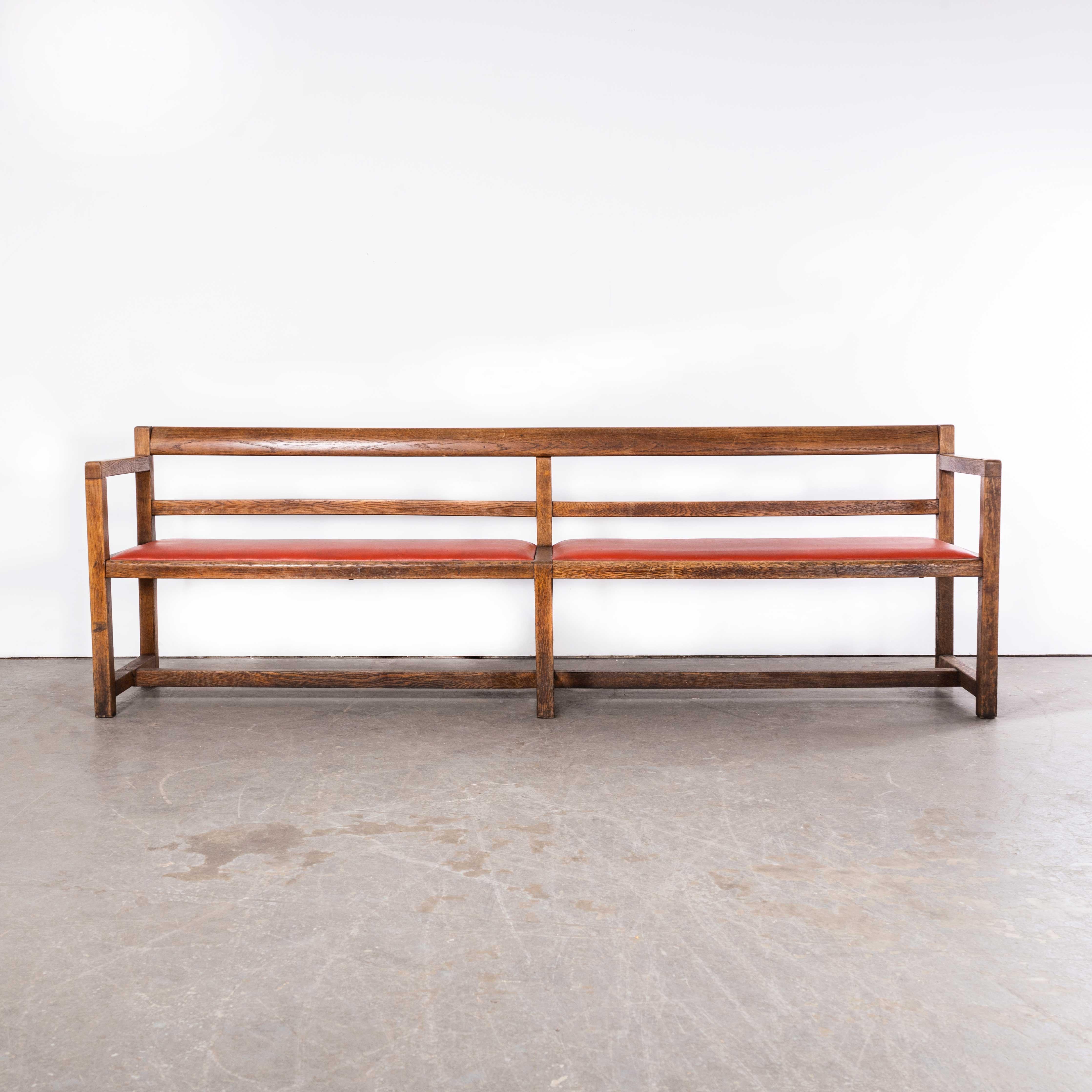 Mid-20th Century 1950's Long Upholstered Red Bench - Richardson & Sons