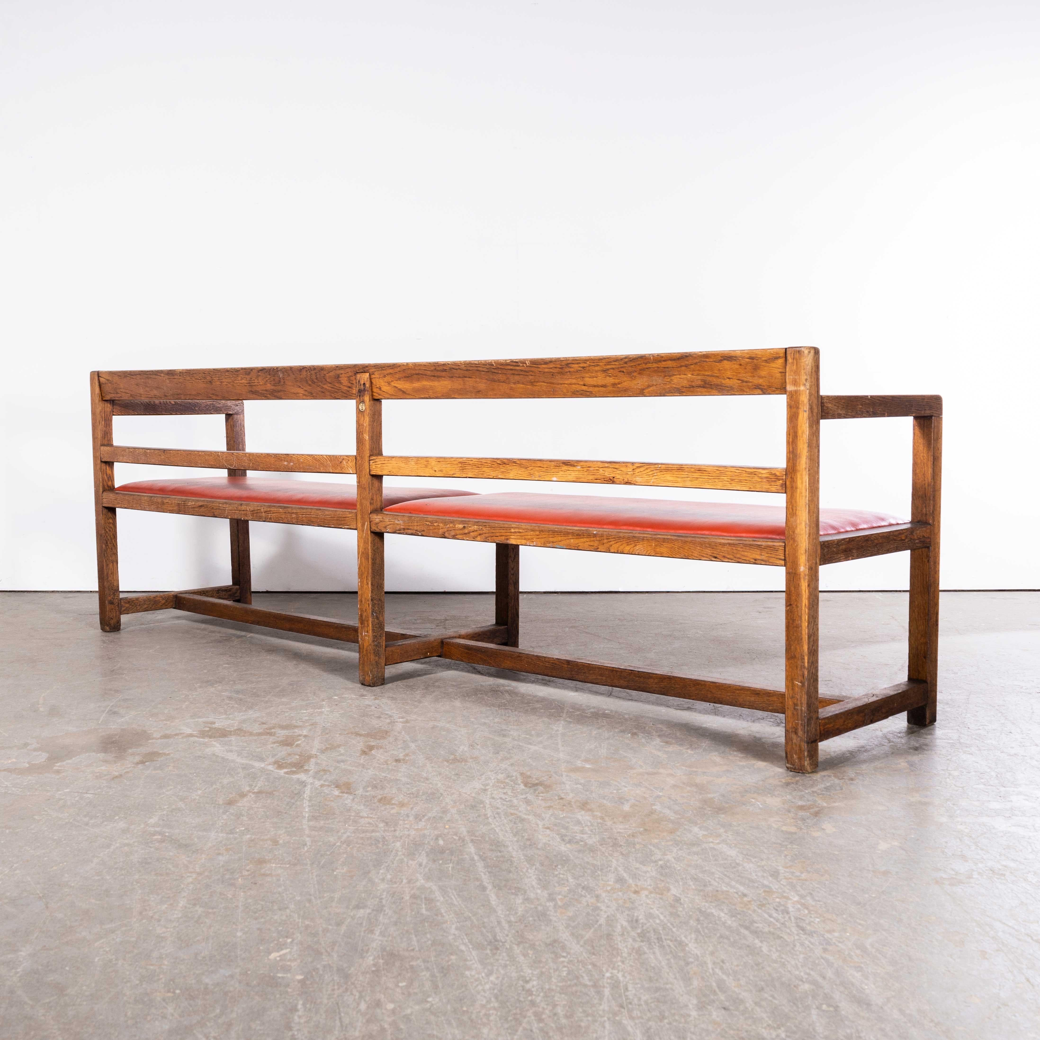 Upholstery 1950's Long Upholstered Red Bench - Richardson & Sons