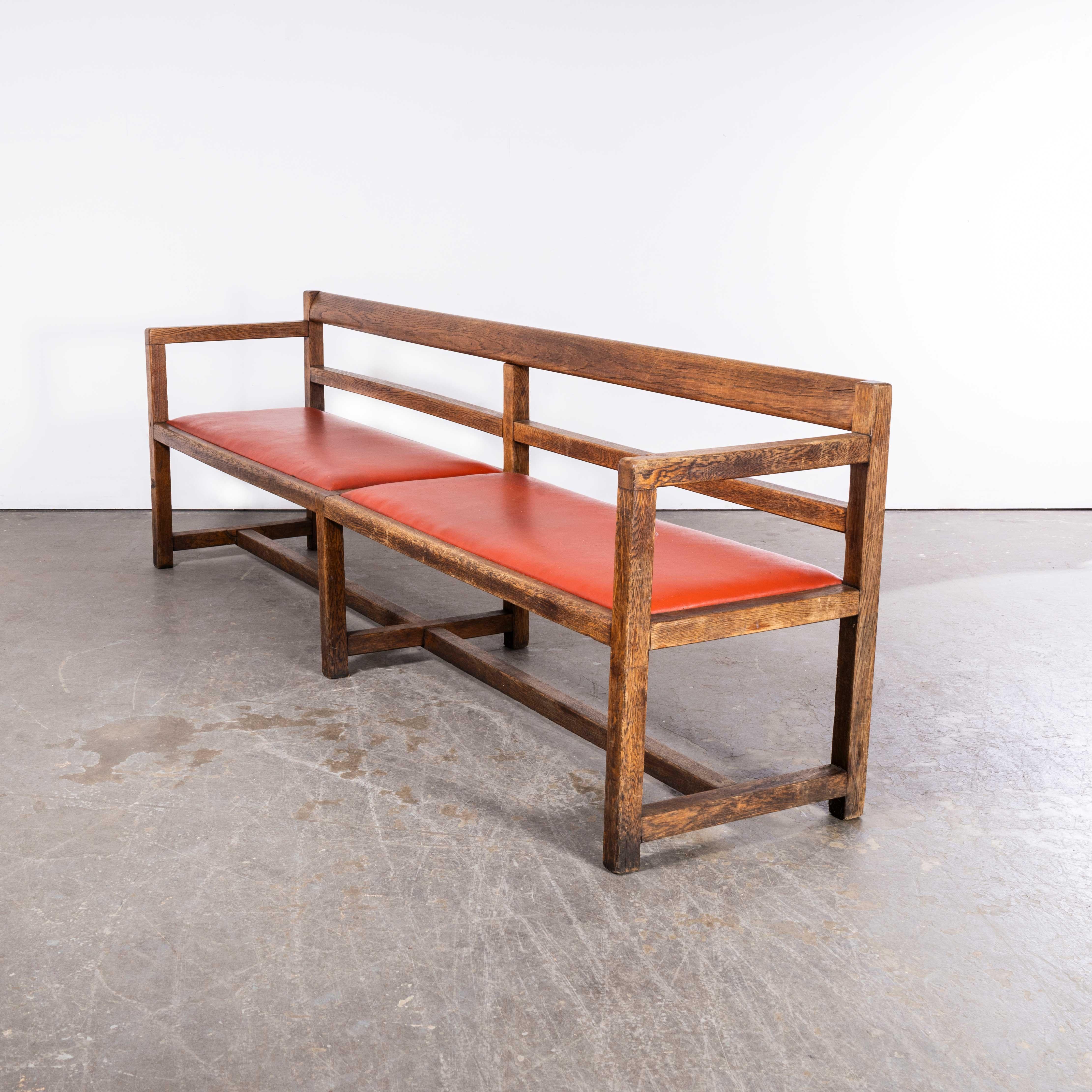 1950's Long Upholstered Red Bench - Richardson & Sons 1