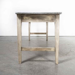 1950’s Long Zinc Topped Rectangular French Workshop Dining, Console Table