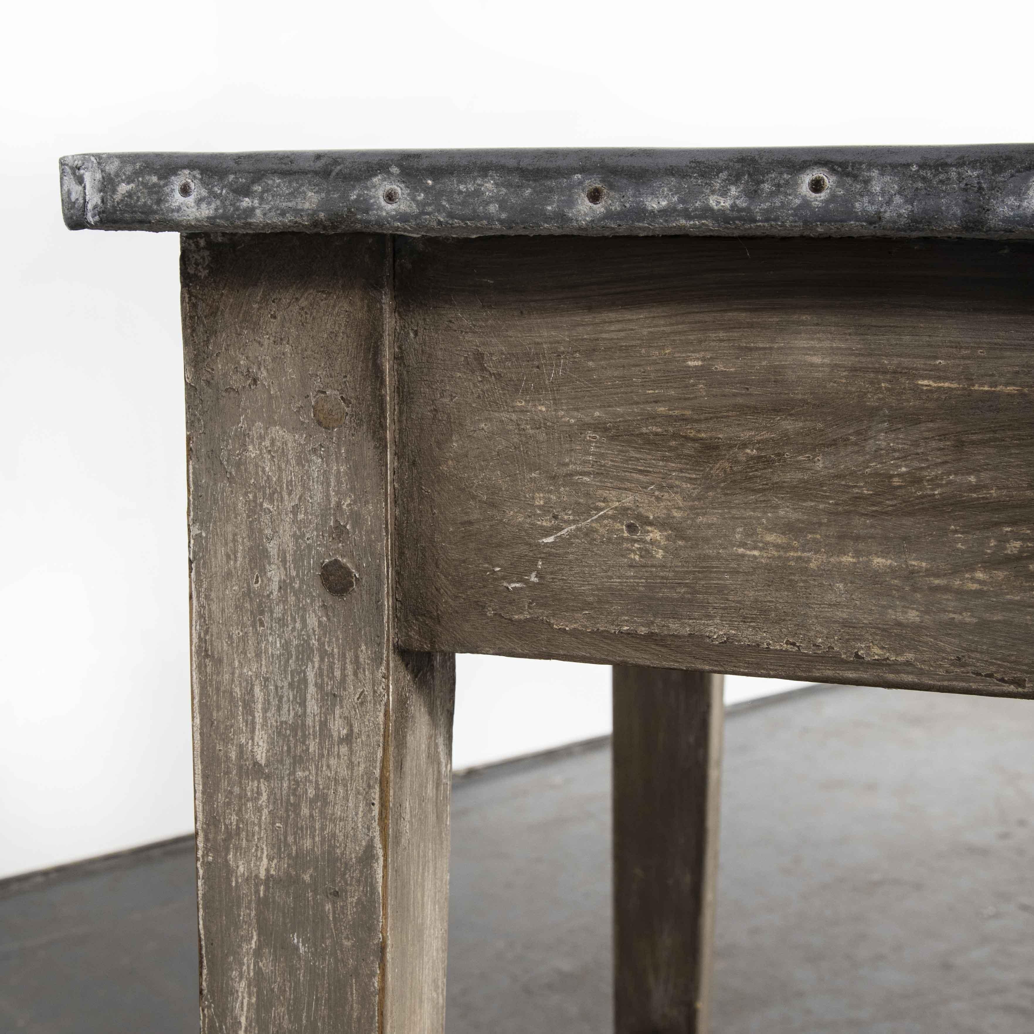 Mid-20th Century 1950’s Long Zinc Topped Rectangular French Workshop Dining, Console Table