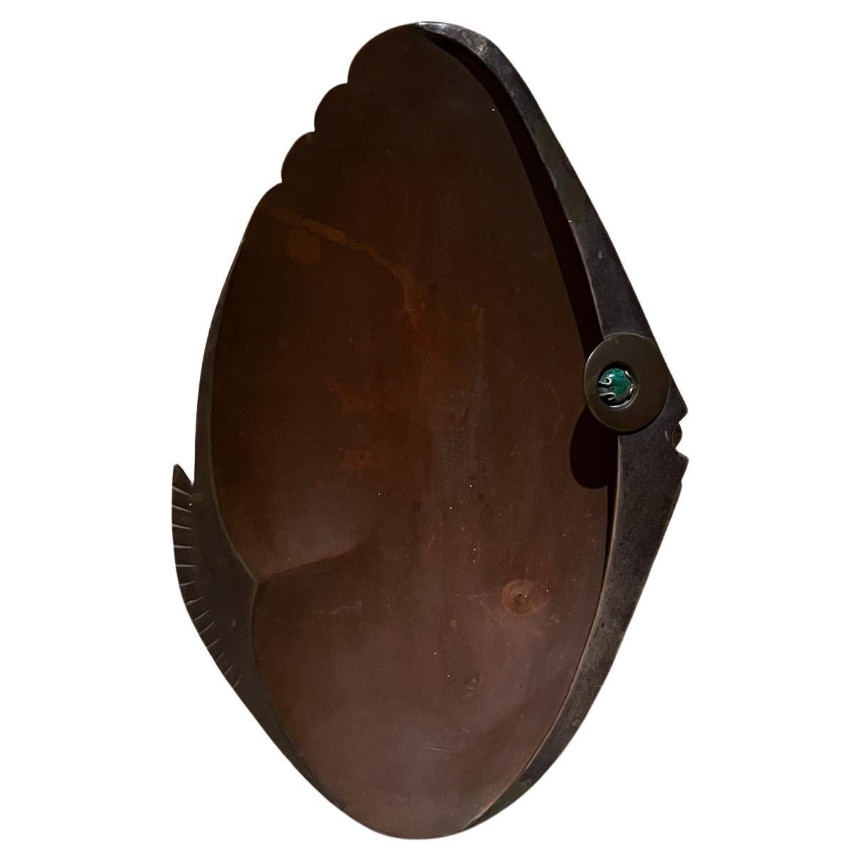 1950s Los Castillo Decorative Dish Bronze Fish Shaped Bowl Taxco Mexico
