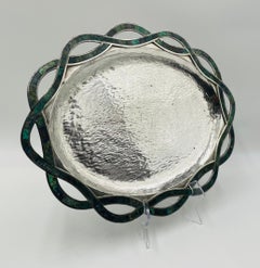 1950er Los Castillo Handgefertigtes Tablett mit Malachit- und Lapis-Intarsien, mexikanische Moderne