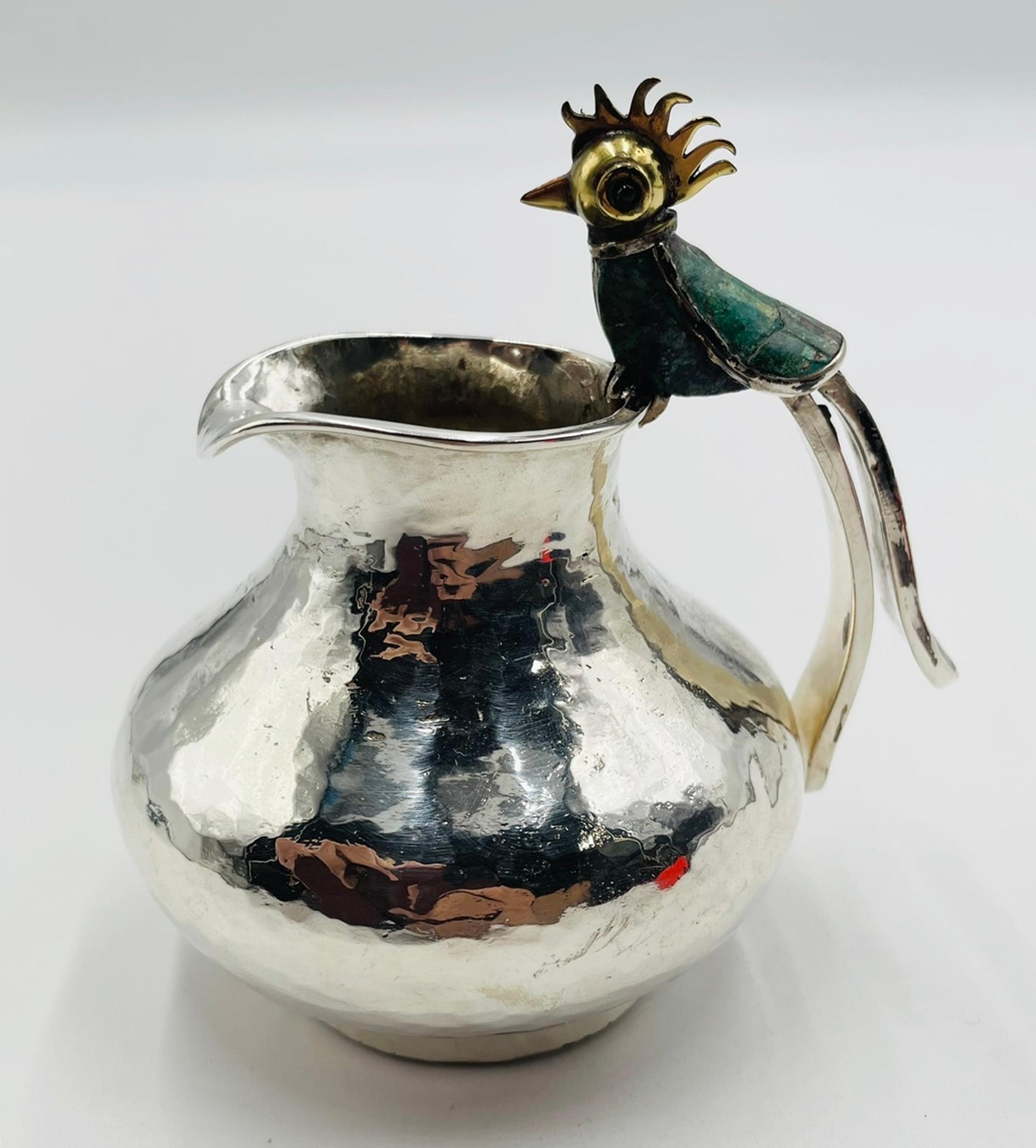 1950er Los Castillo Set aus Milchkännchen und Zucker mit Malachiteinlage, Taxco Mexico im Angebot 2