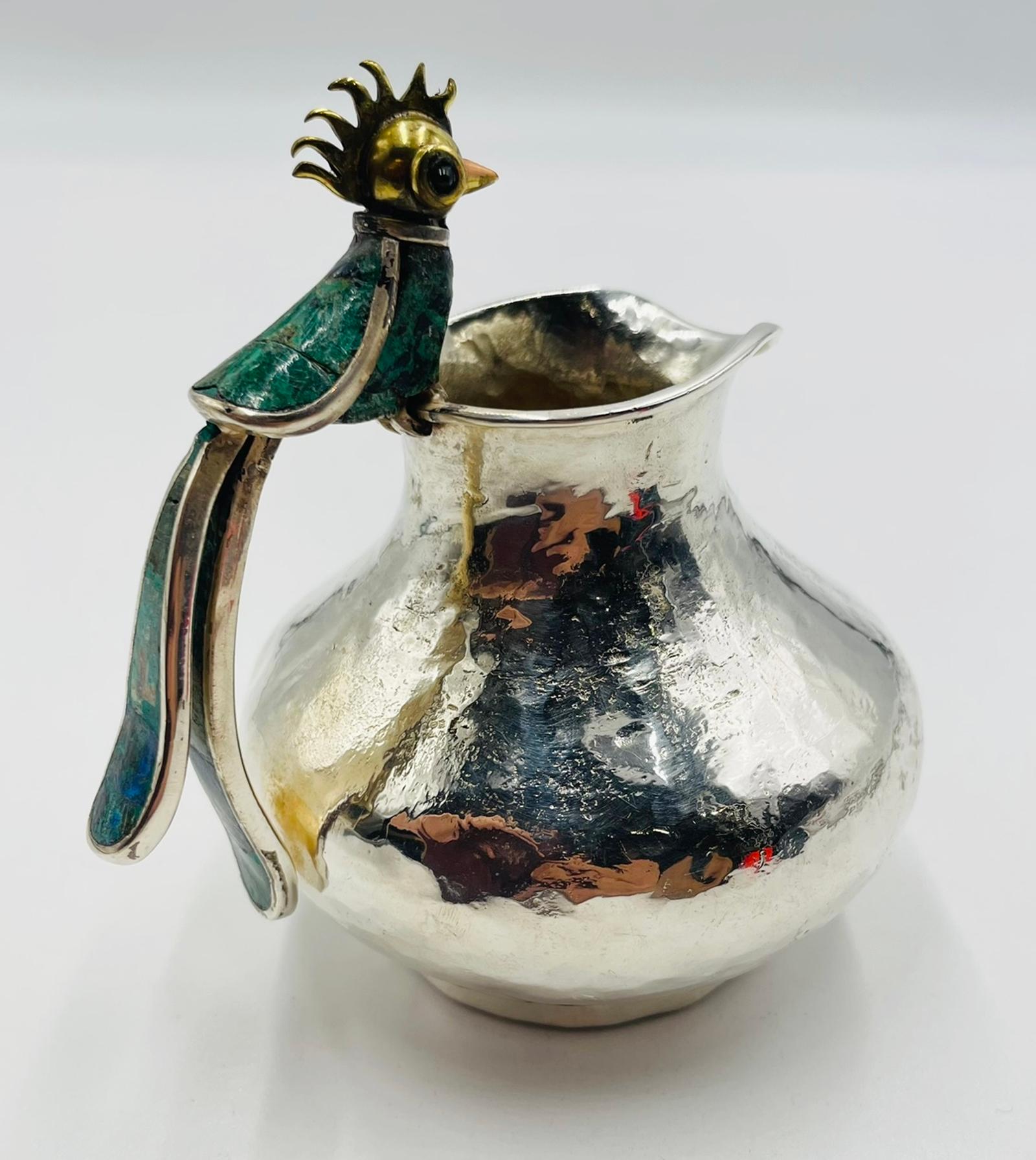 1950er Los Castillo Set aus Milchkännchen und Zucker mit Malachiteinlage, Taxco Mexico im Angebot 6