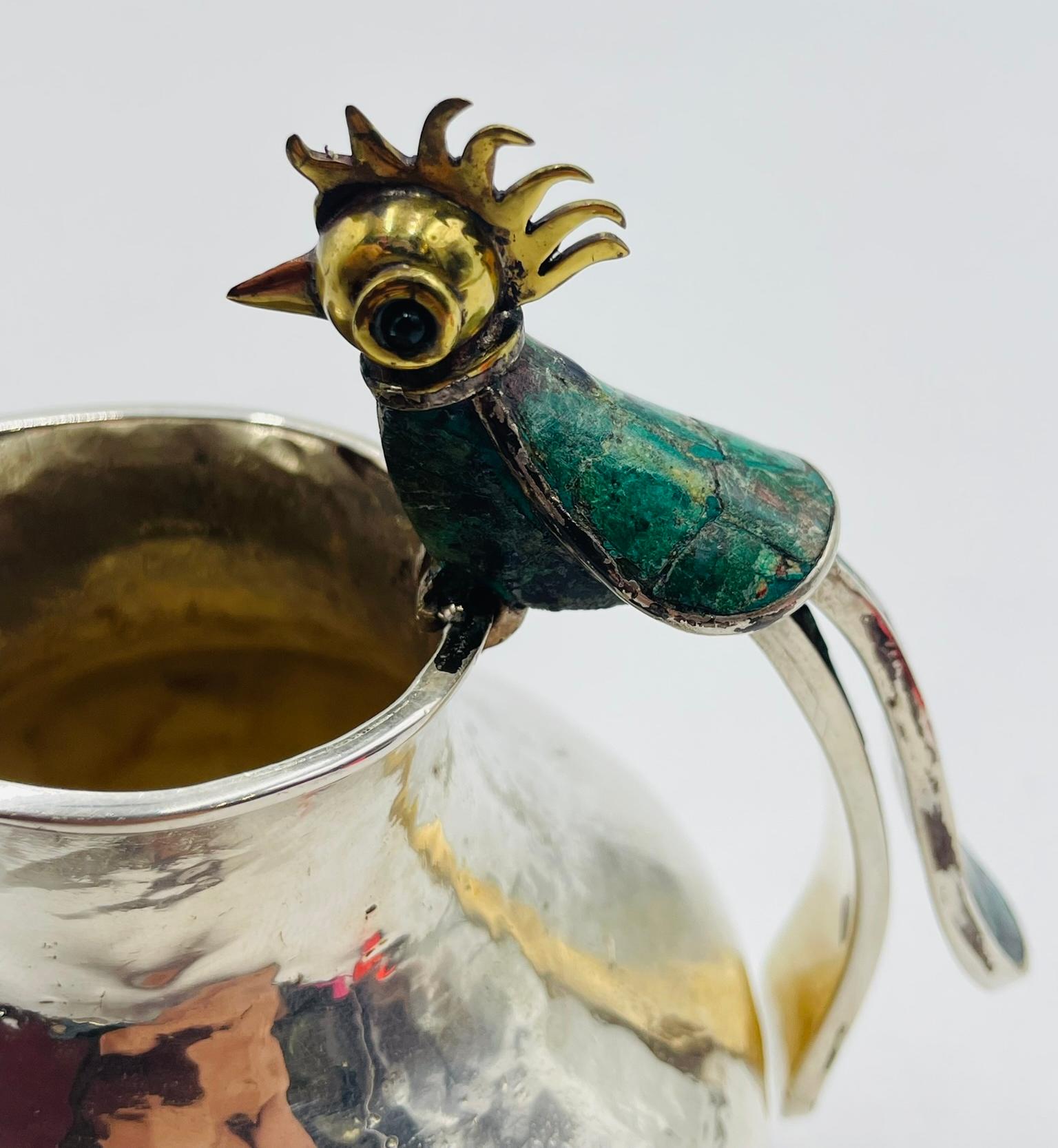 1950er Los Castillo Set aus Milchkännchen und Zucker mit Malachiteinlage, Taxco Mexico im Angebot 8