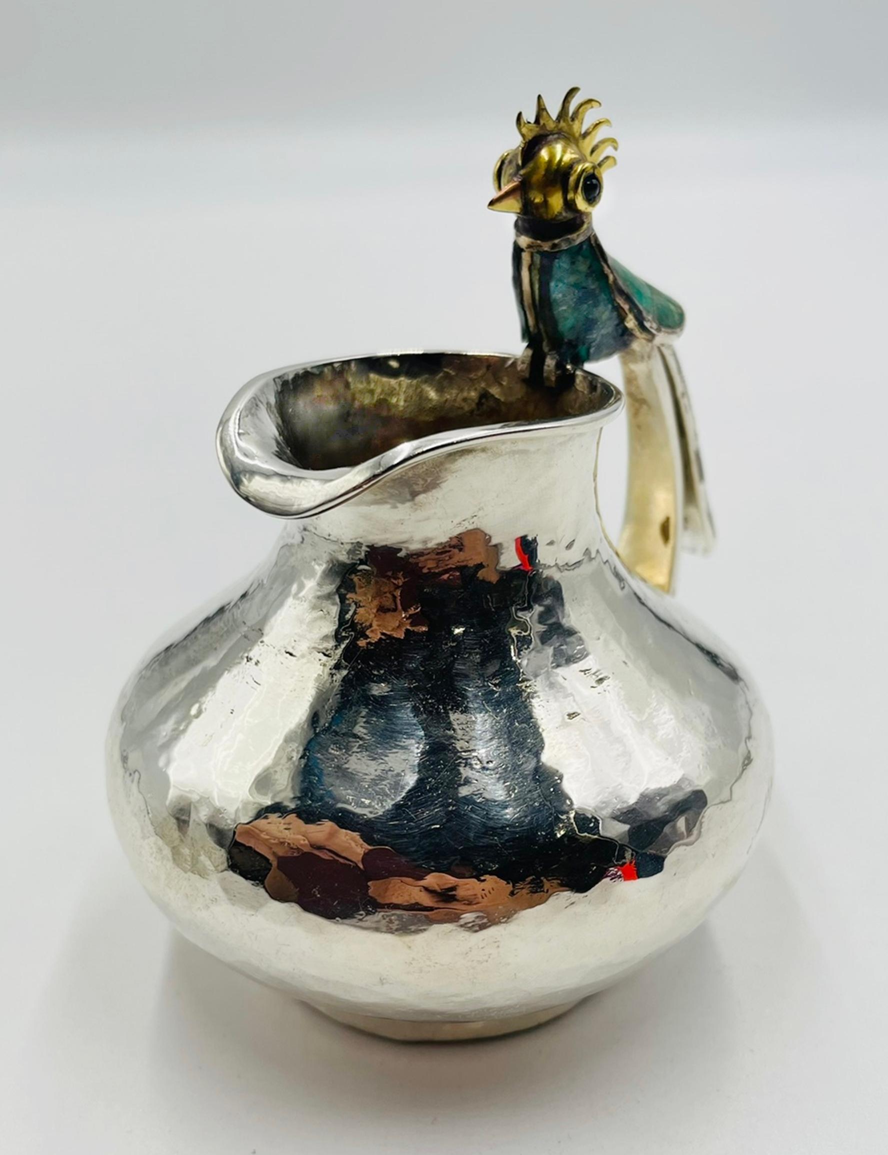 1950er Los Castillo Set aus Milchkännchen und Zucker mit Malachiteinlage, Taxco Mexico im Angebot 1