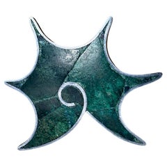 1950s Los Castillo Nautilus Pin Malachite Silver Tile Mosaico Azteca