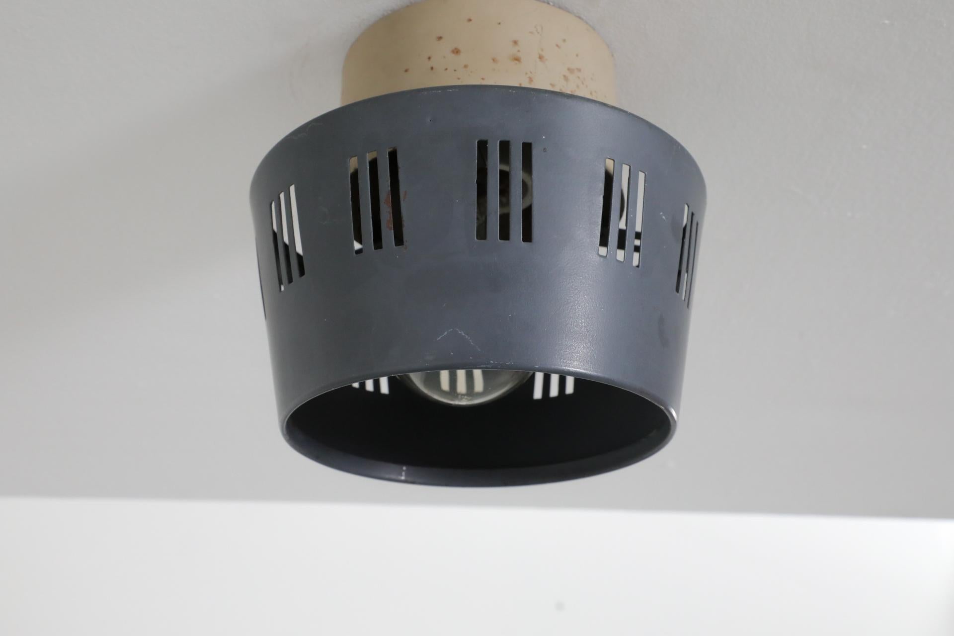 1950's Louis Kalff Flush Mount Ceiling Lamp with Linear Cut-Outs for Philips For Sale 2