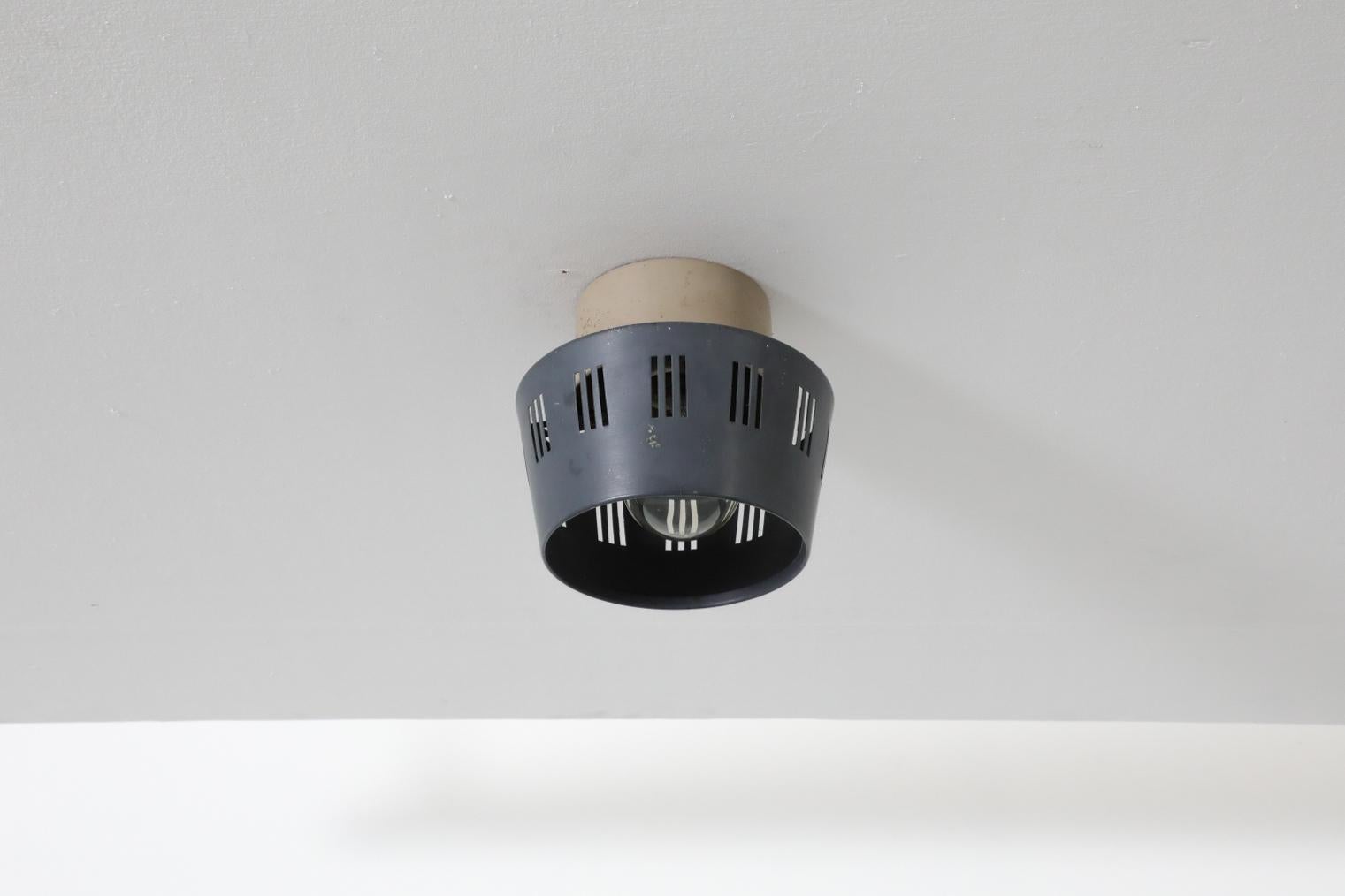 Dutch 1950's Louis Kalff Flush Mount Ceiling Lamp with Linear Cut-Outs for Philips For Sale