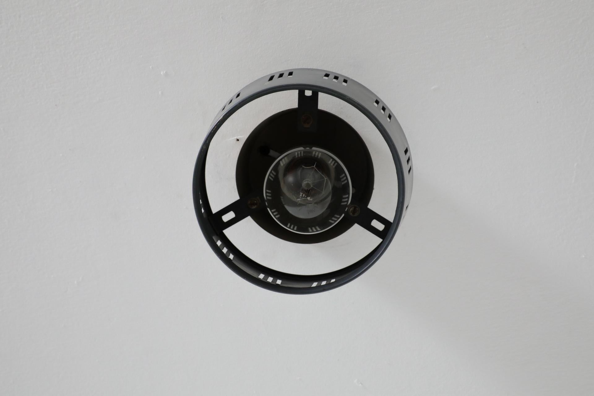 Metal 1950's Louis Kalff Flush Mount Ceiling Lamp with Linear Cut-Outs for Philips For Sale