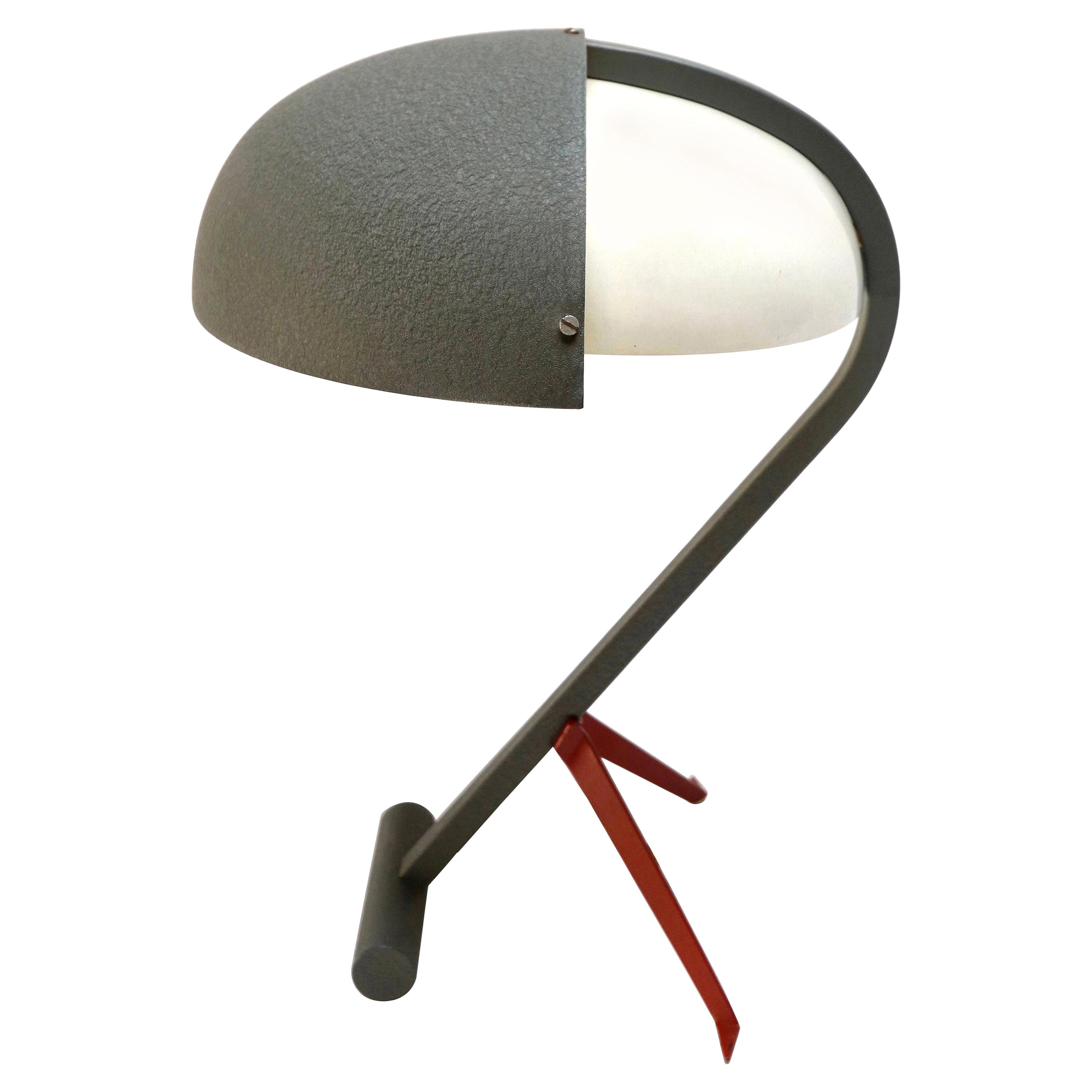 1950s Louis Kalff for Philips Grey Metal Table or Desk Lamp