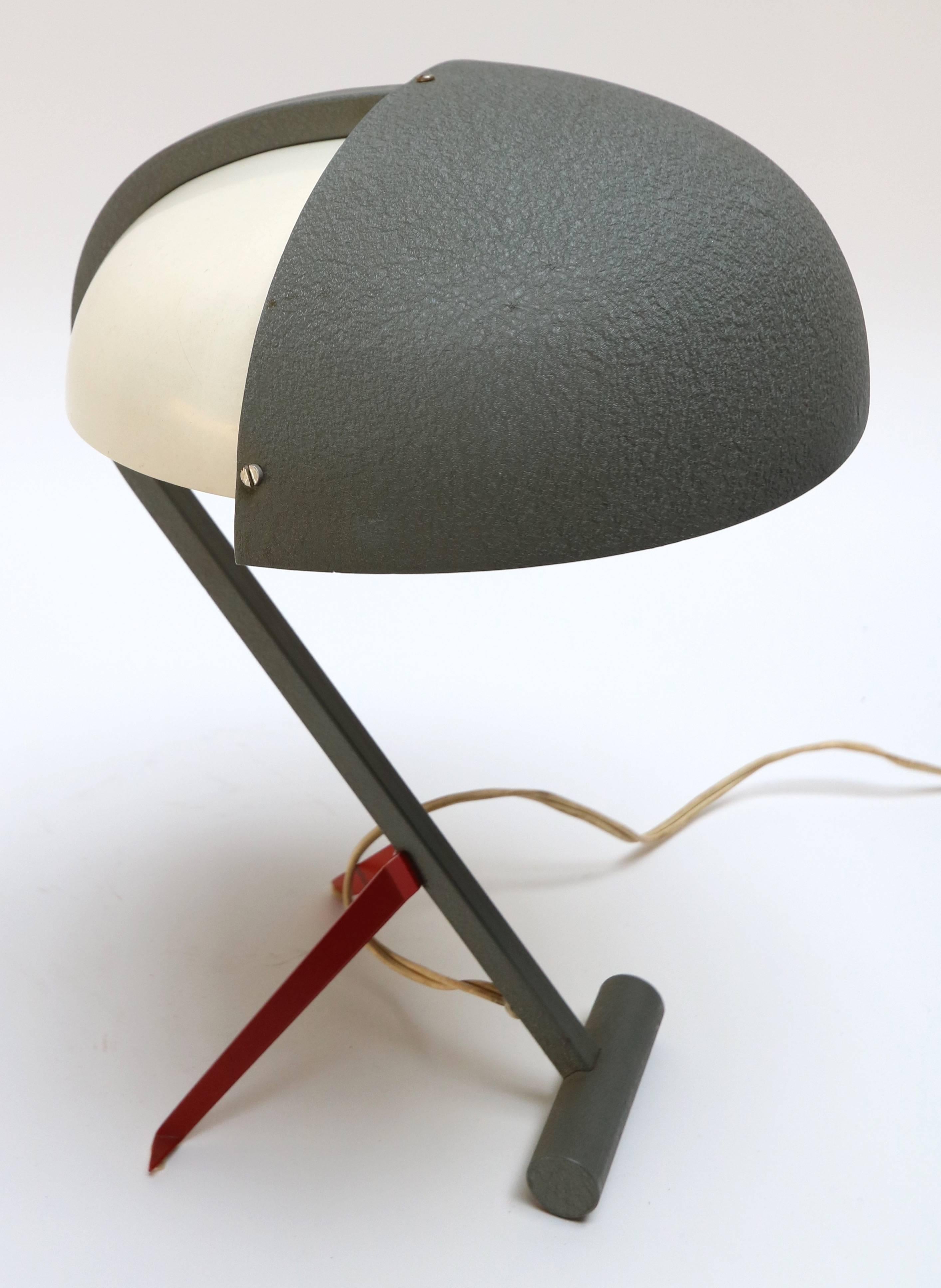 Mid-Century Modern 1950s Louis Kalff for Philips Grey Metal Table or Desk Lamp For Sale