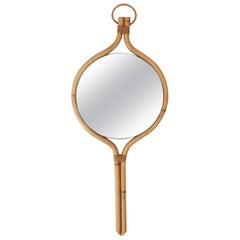 1950s Louis Sognot "Drop of Water" Rattan Mirror