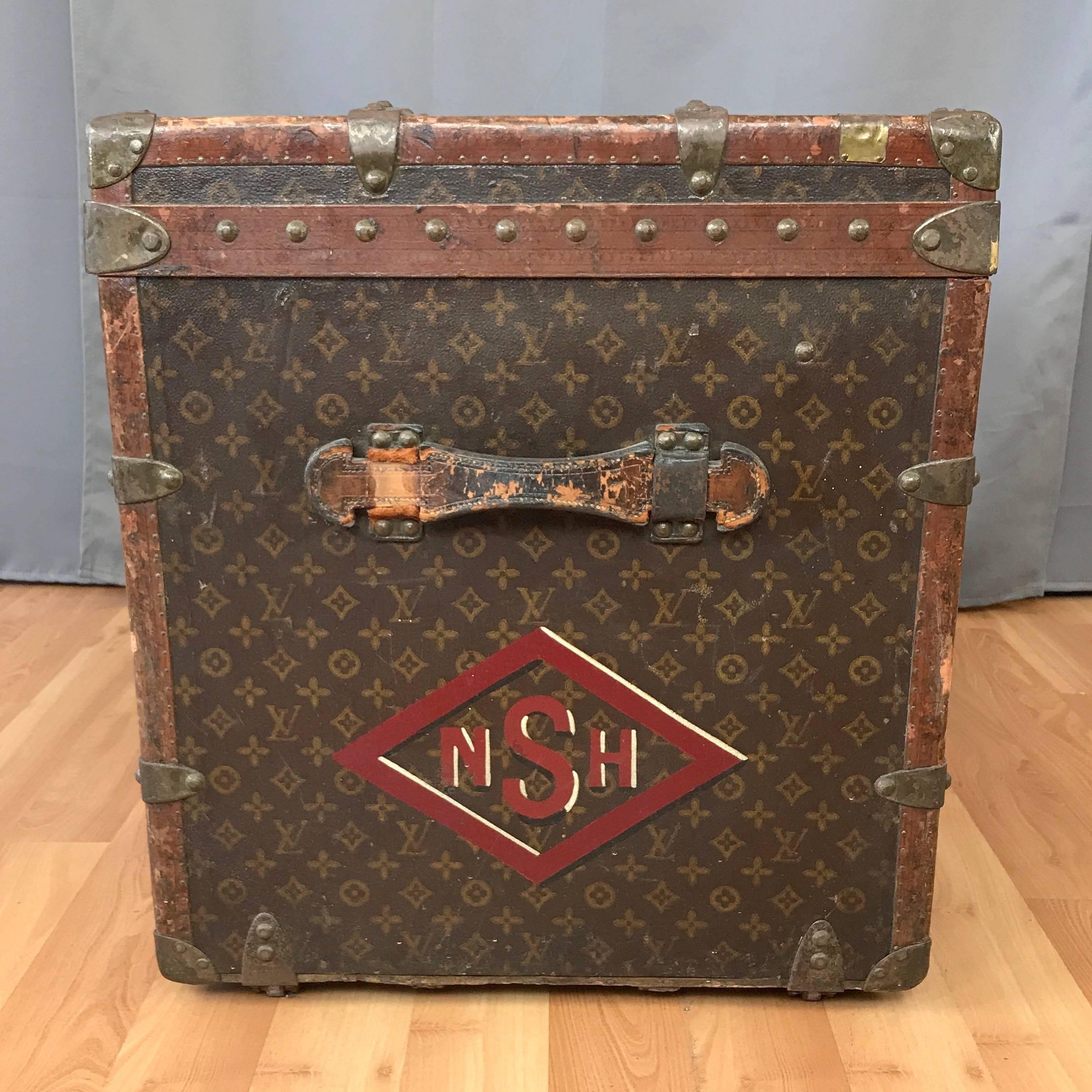 Laiton malle à vapeur Louis Vuitton Monogram des années 50 pour femme