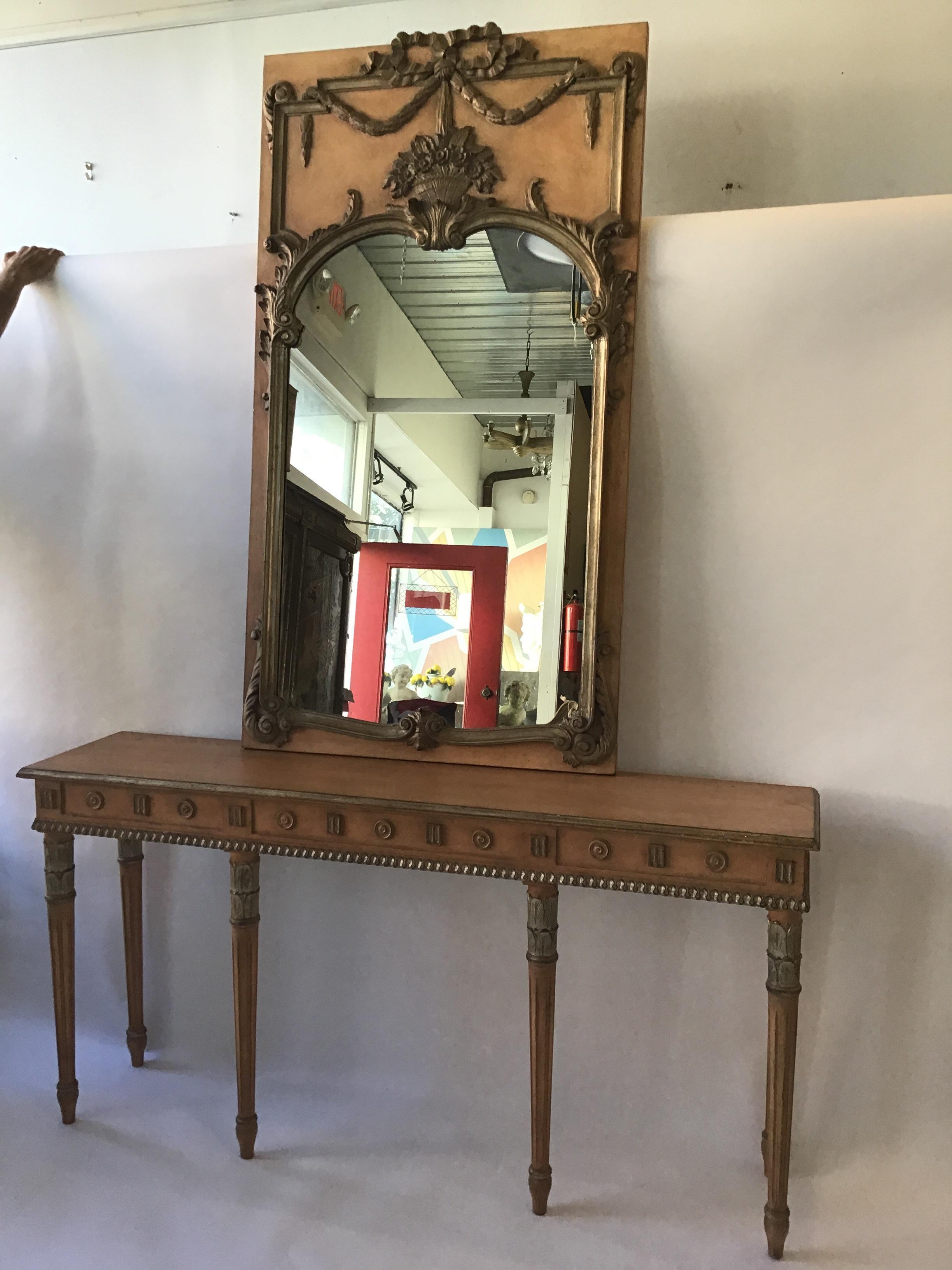 1950s Louis XVI mirror and console, made in Italy.