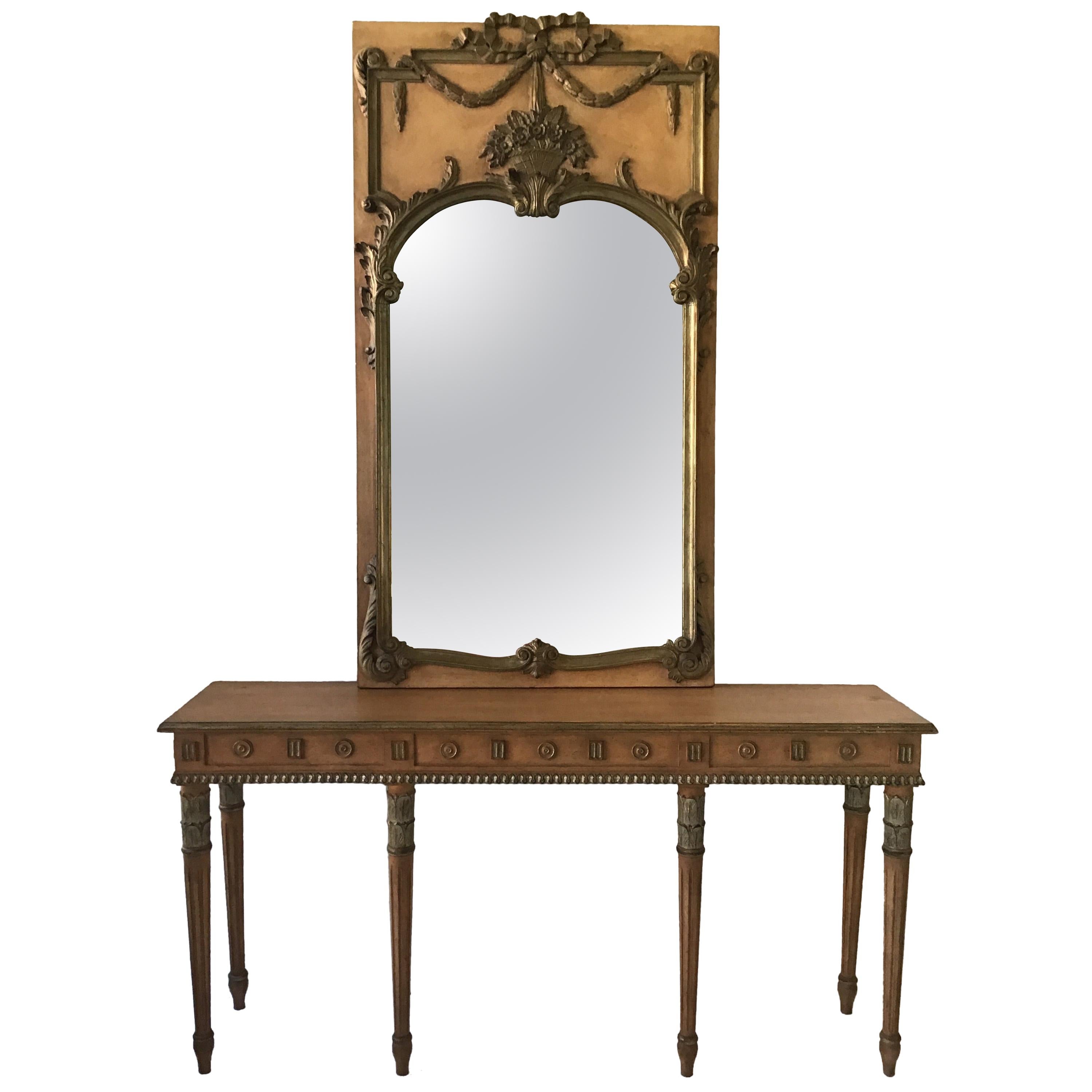 1950s Louis XVI Mirror and Console Made in Italy
