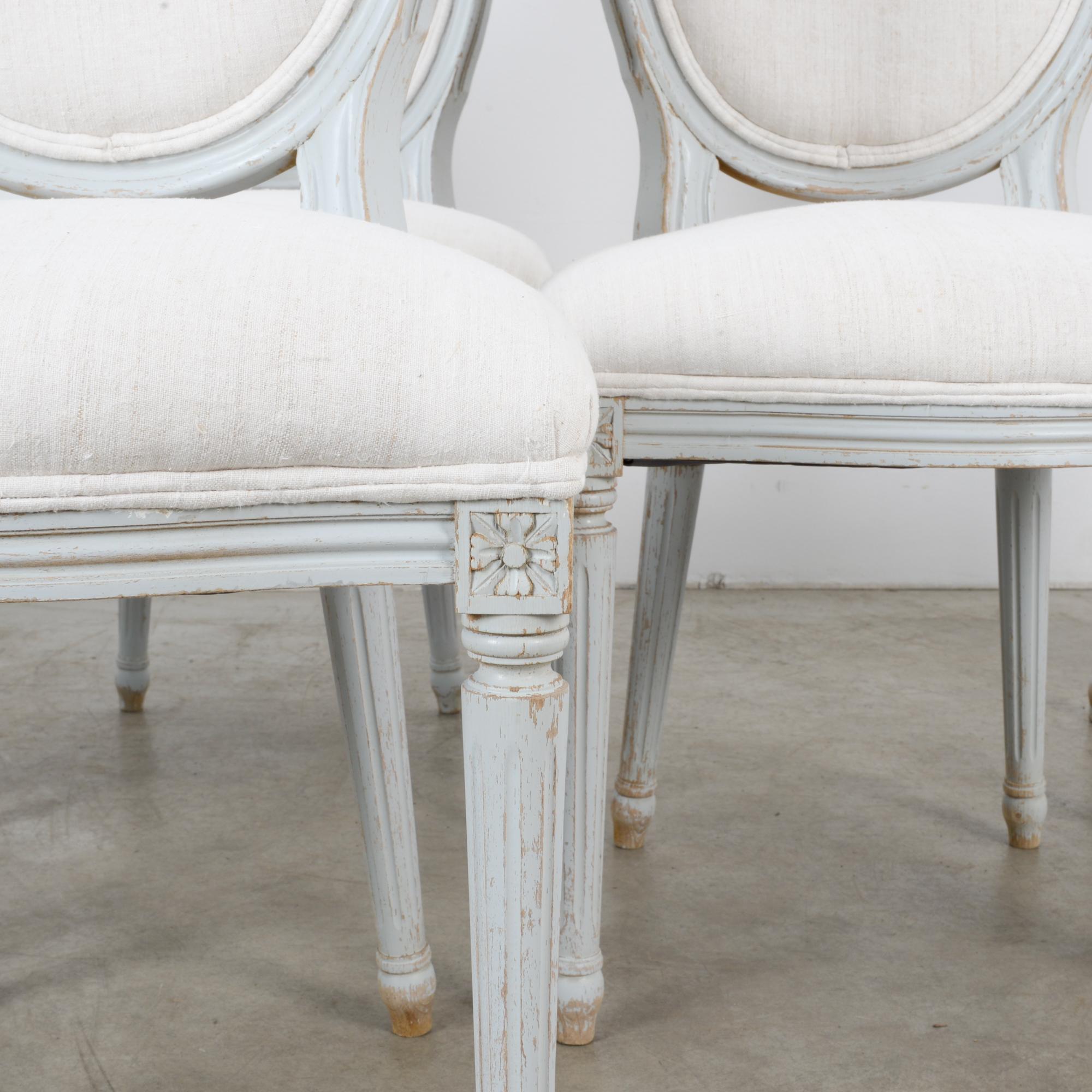 1950s Louis XVI Style White Wooden Dining Chairs, Set of Six 5