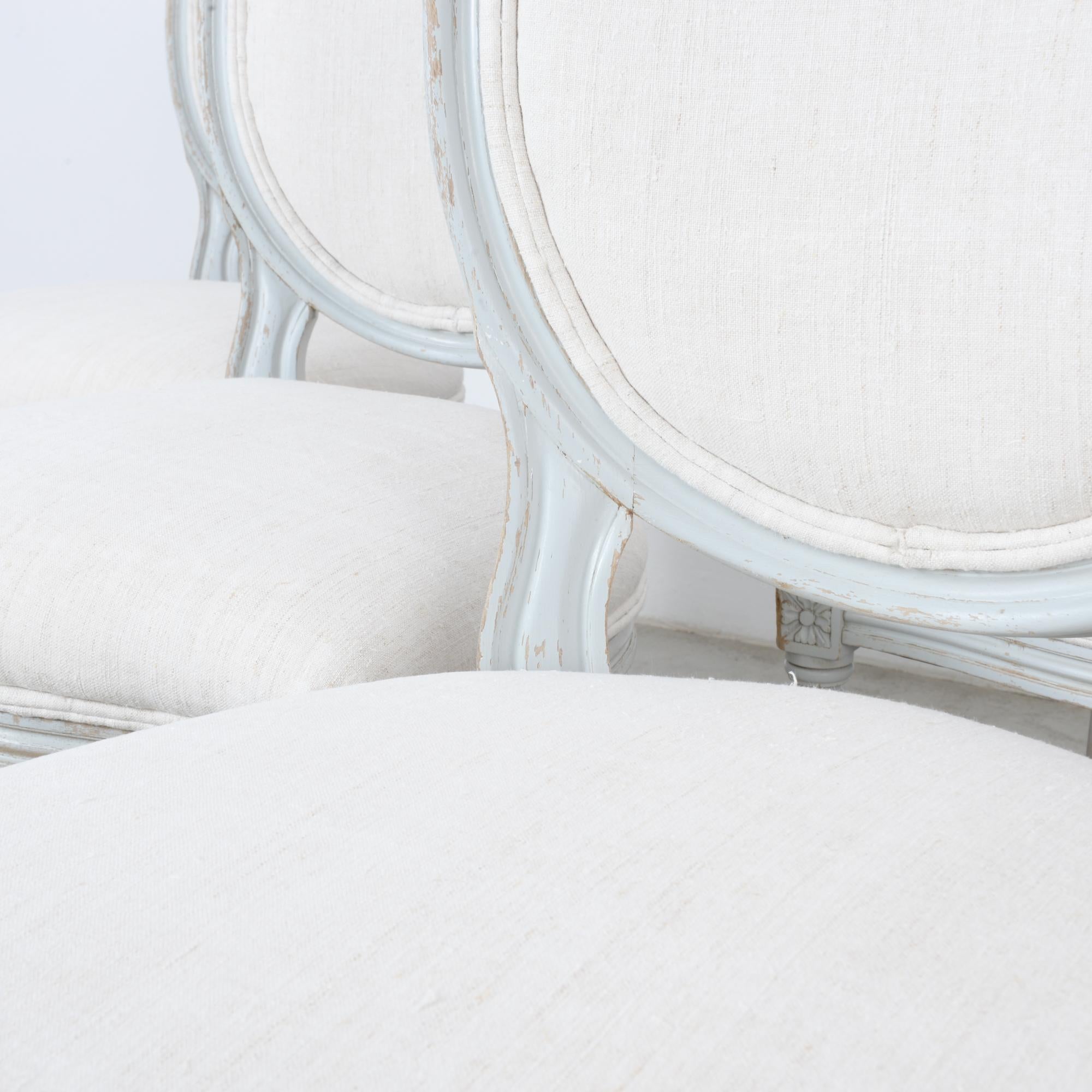 1950s Louis XVI Style White Wooden Dining Chairs, Set of Six 7