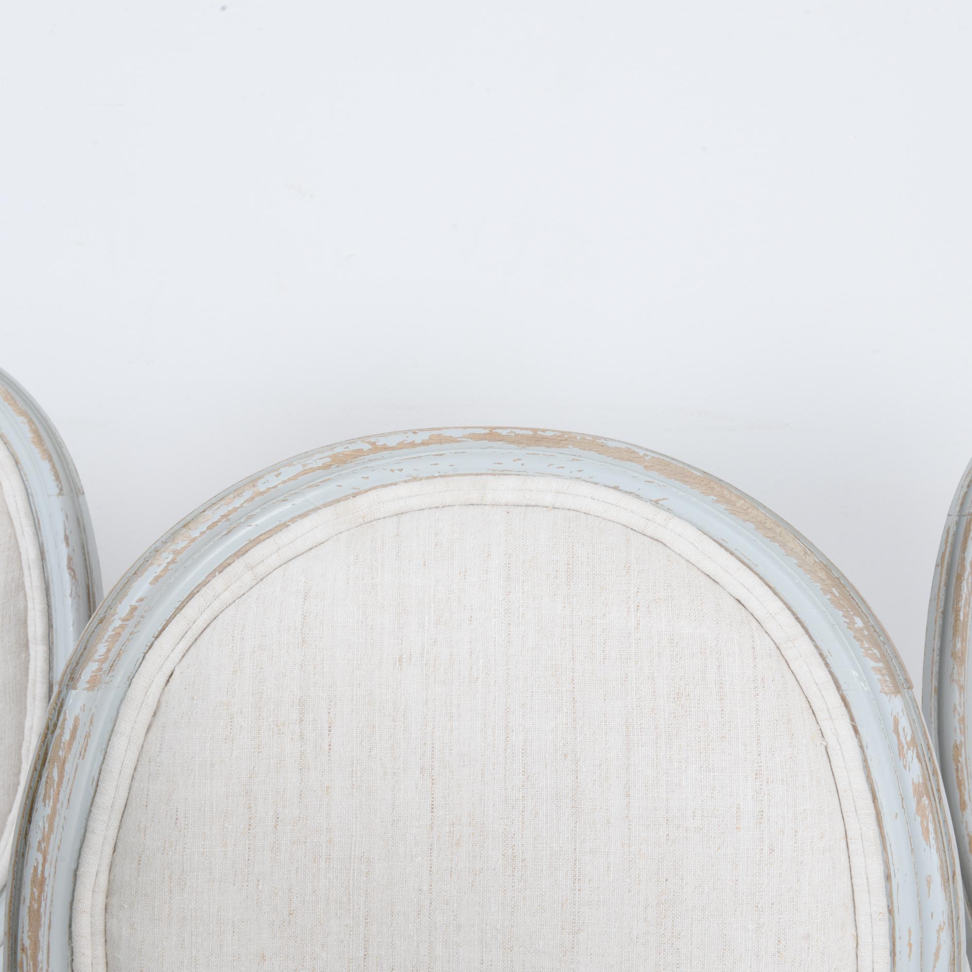 1950s Louis XVI Style White Wooden Dining Chairs, Set of Six 3