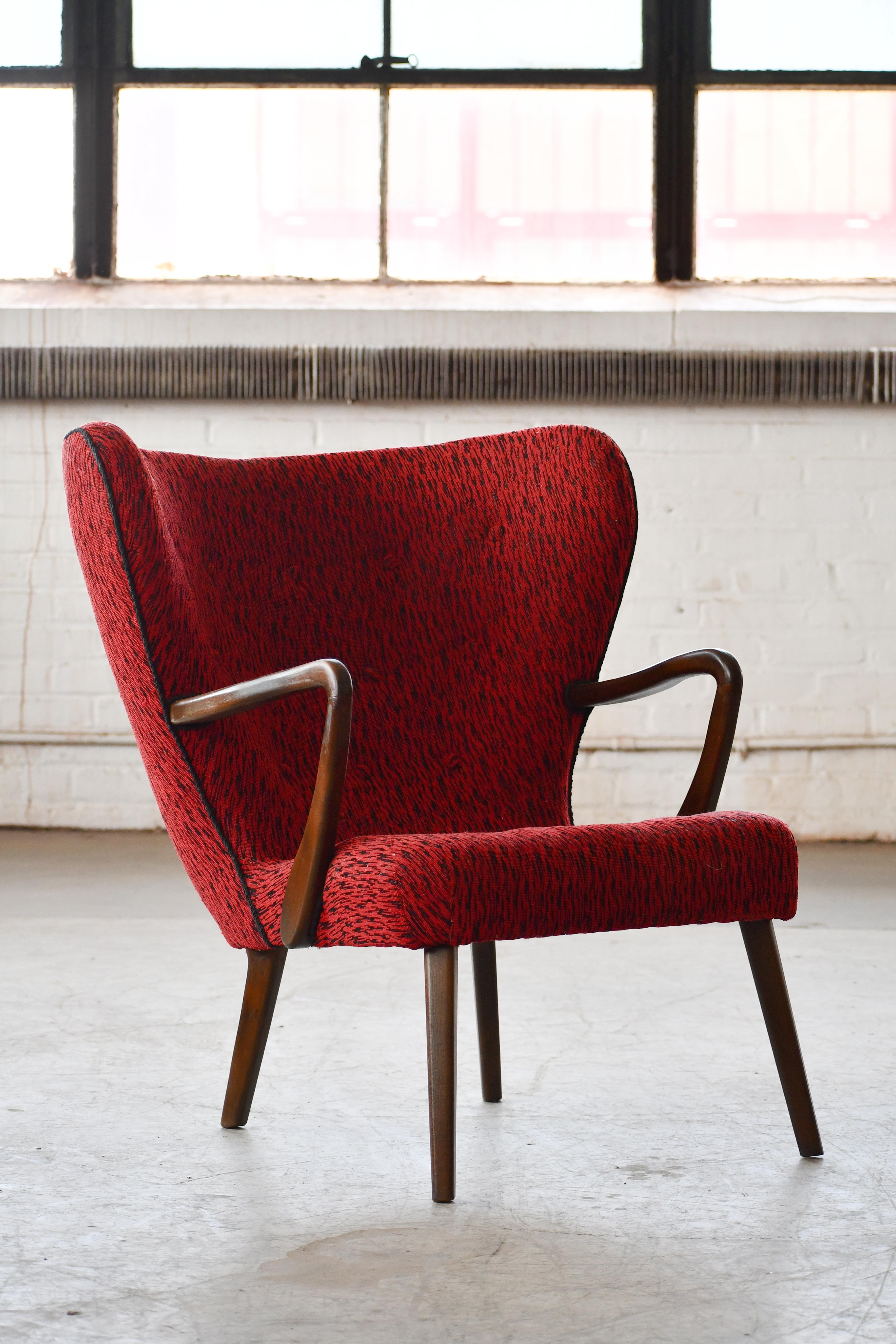 Ultra cool 1950's chair attributed to Danish designer duo Madsen & Schubell. The chair closely resembles the duo's famous 
