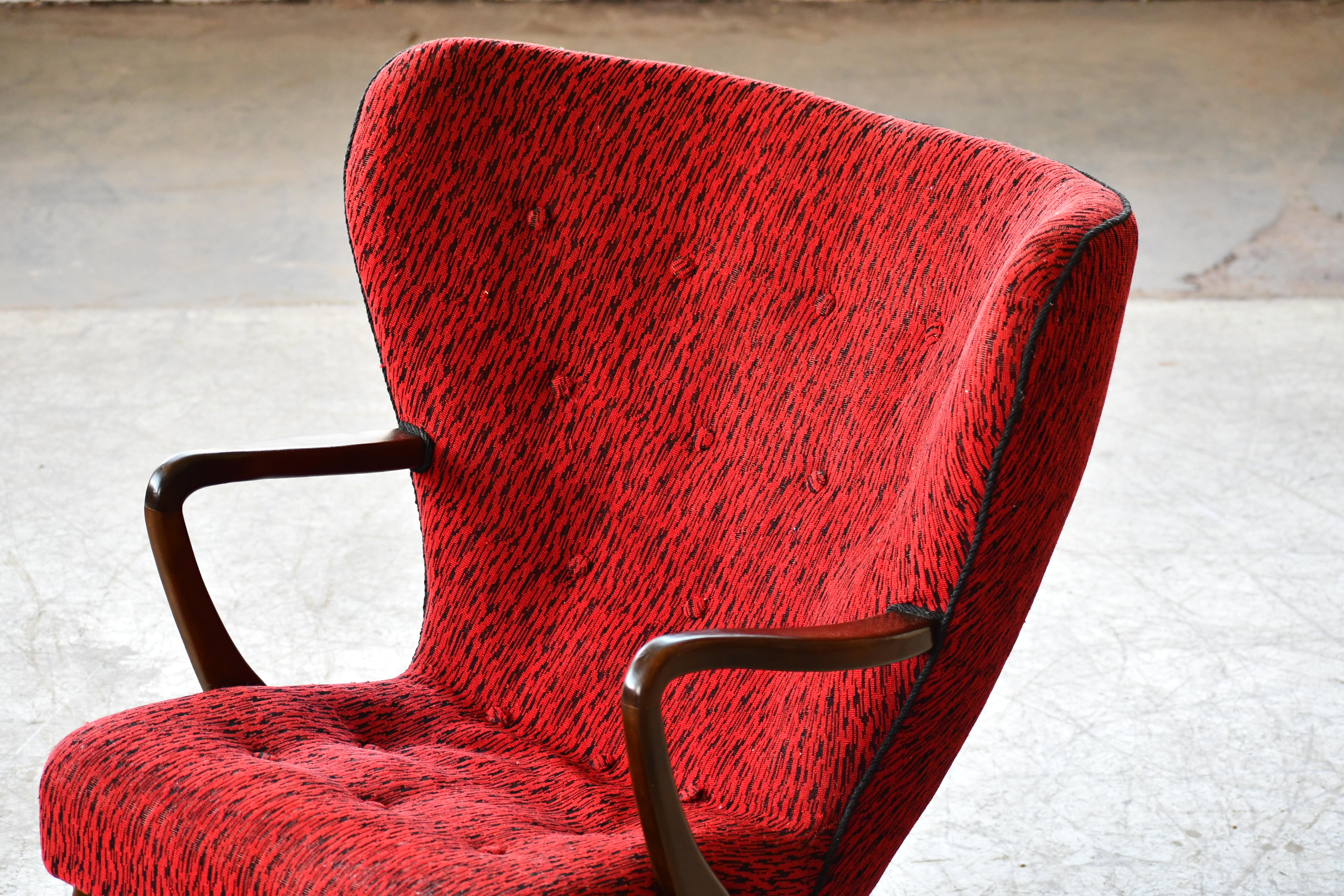 Danish 1950's Lounge Chair Attributed to Madsen & Schubell For Sale