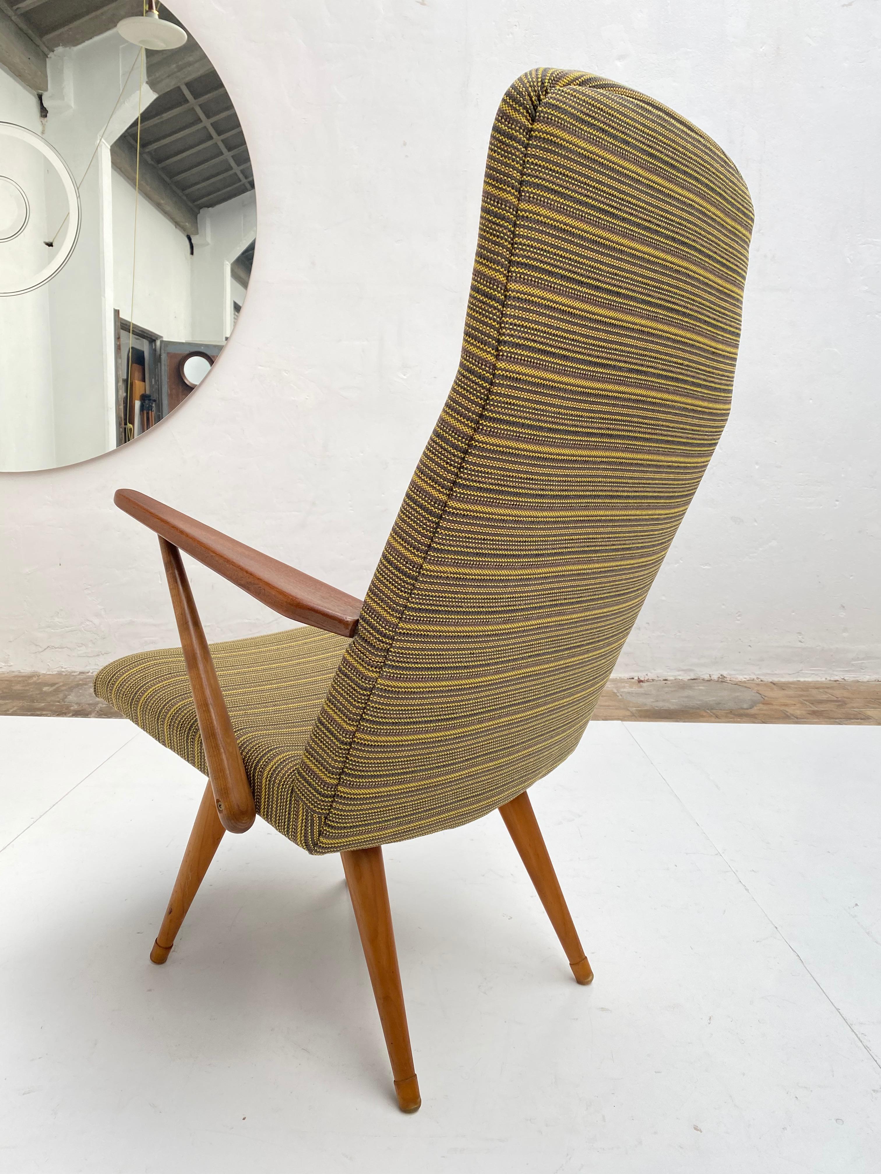 Scandinavian Modern 1950s Lounge Chair Bengt Akerblom Sweden, Birch Wood & New De Ploeg Upholstery