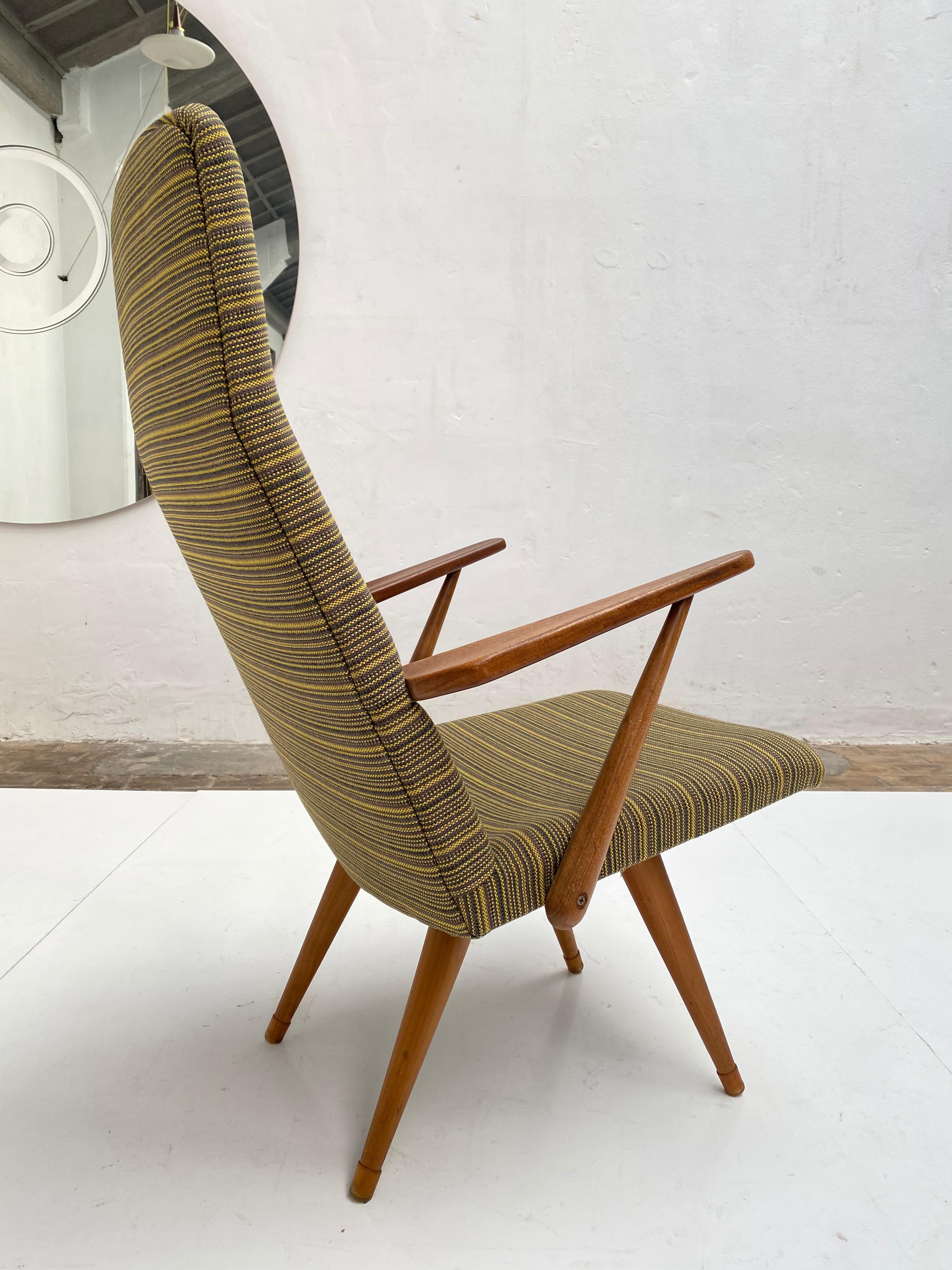 Swedish 1950s Lounge Chair Bengt Akerblom Sweden, Birch Wood & New De Ploeg Upholstery