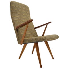 Fauteuil de salon Bengt Akerblom Suède des années 1950, bois de bouleau et nouveau tissu d'ameublement De Ploeg