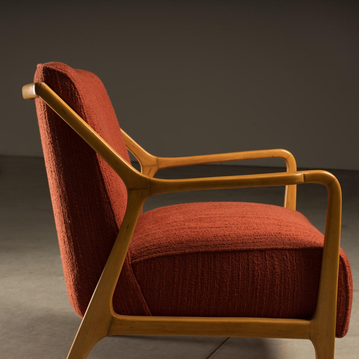 Fabric 1950's Lounge Chair, by Giuseppe Scapinelli, Brazilian Mid-Century Modern For Sale