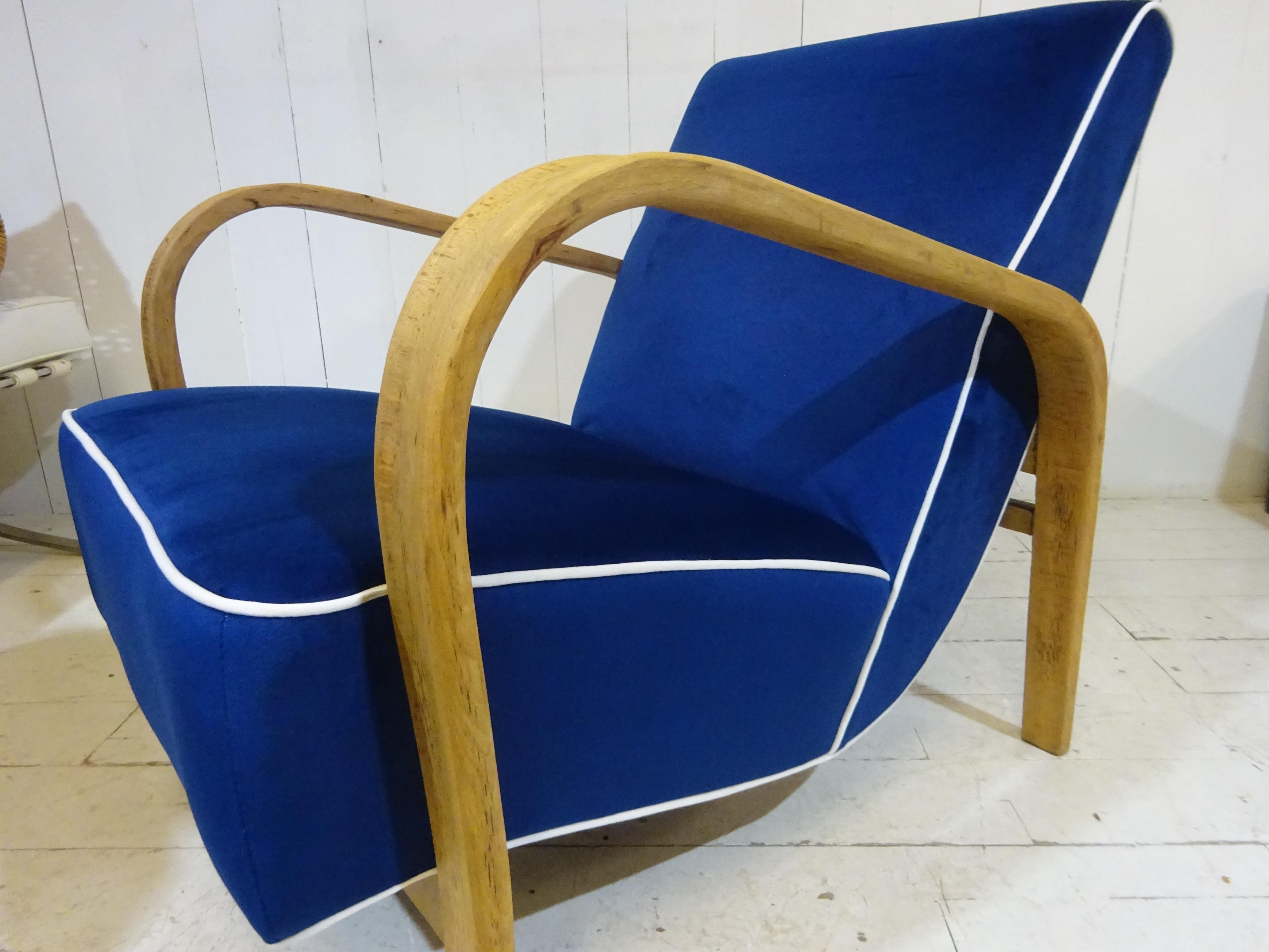 1950's Lounge Chair in Blue Velvet 1