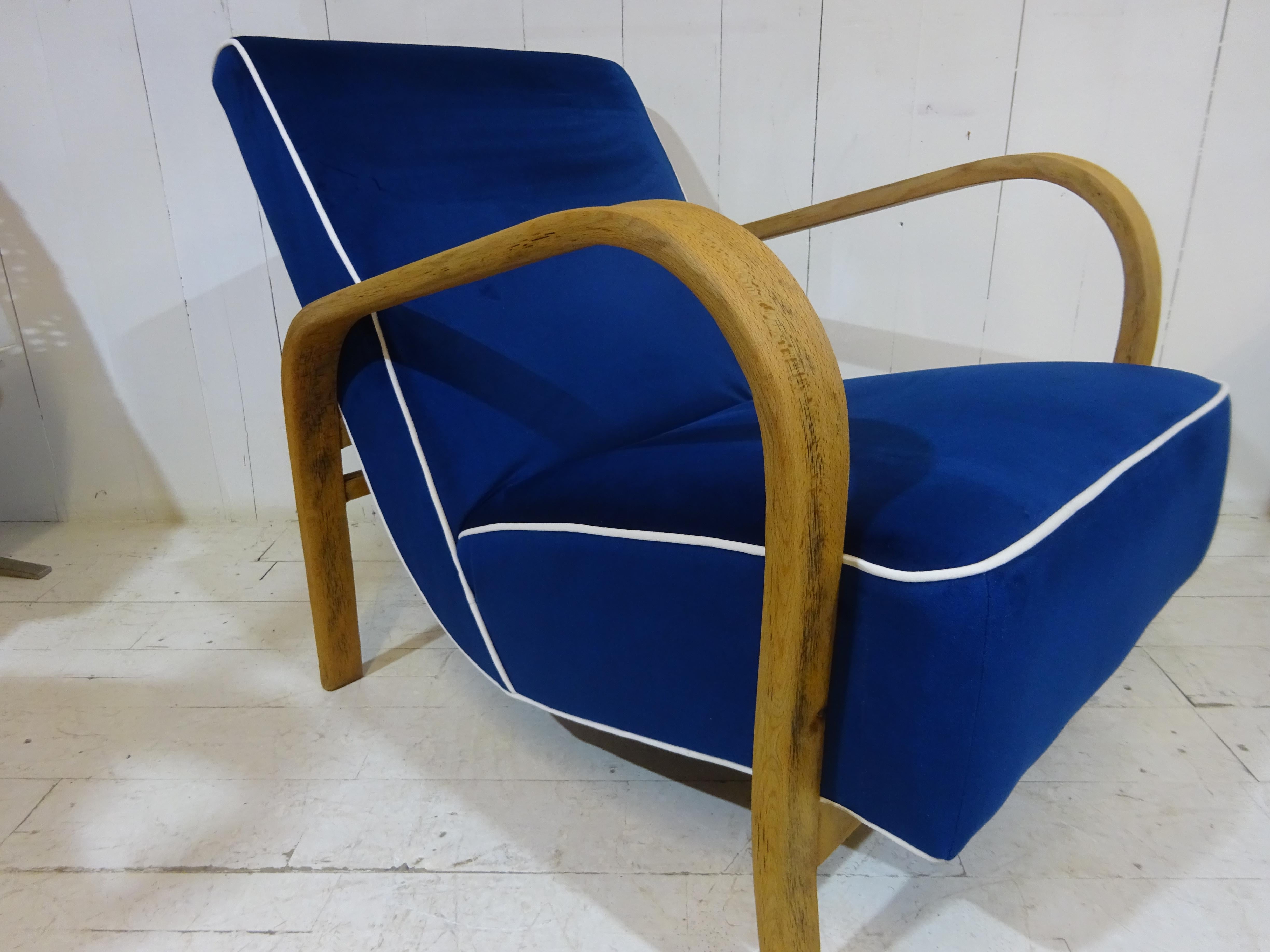 1950's Lounge Chair in Blue Velvet 2