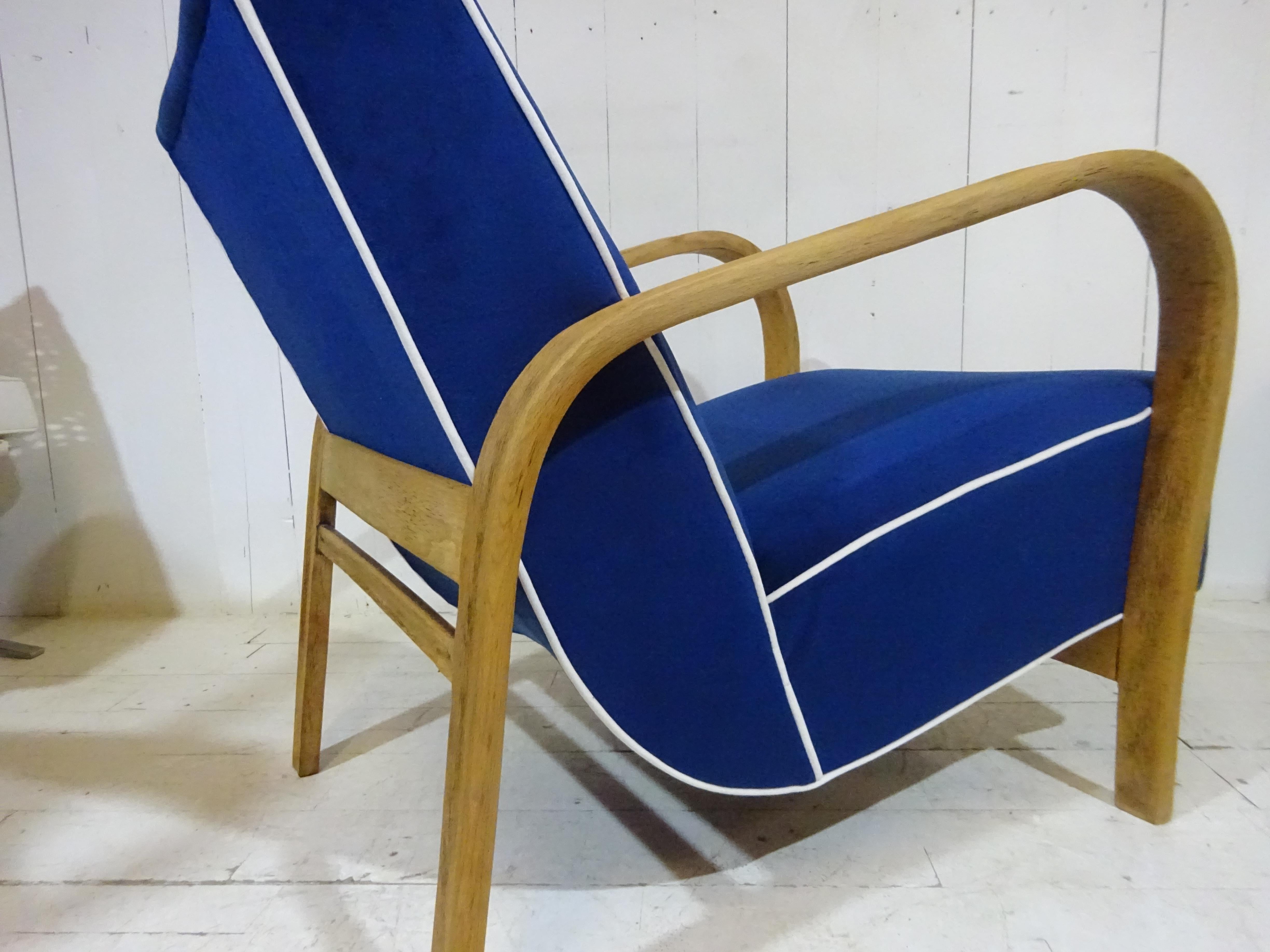1950's Lounge Chair in Blue Velvet 3