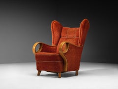 1950s Lounge Chair with Wing-Shaped Ears and Curved Armrests