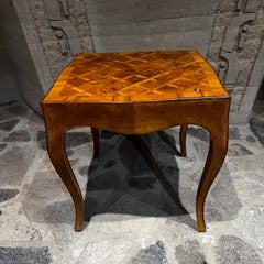 1950s Italian Cabriole Side Table Wood Inlay Italy
