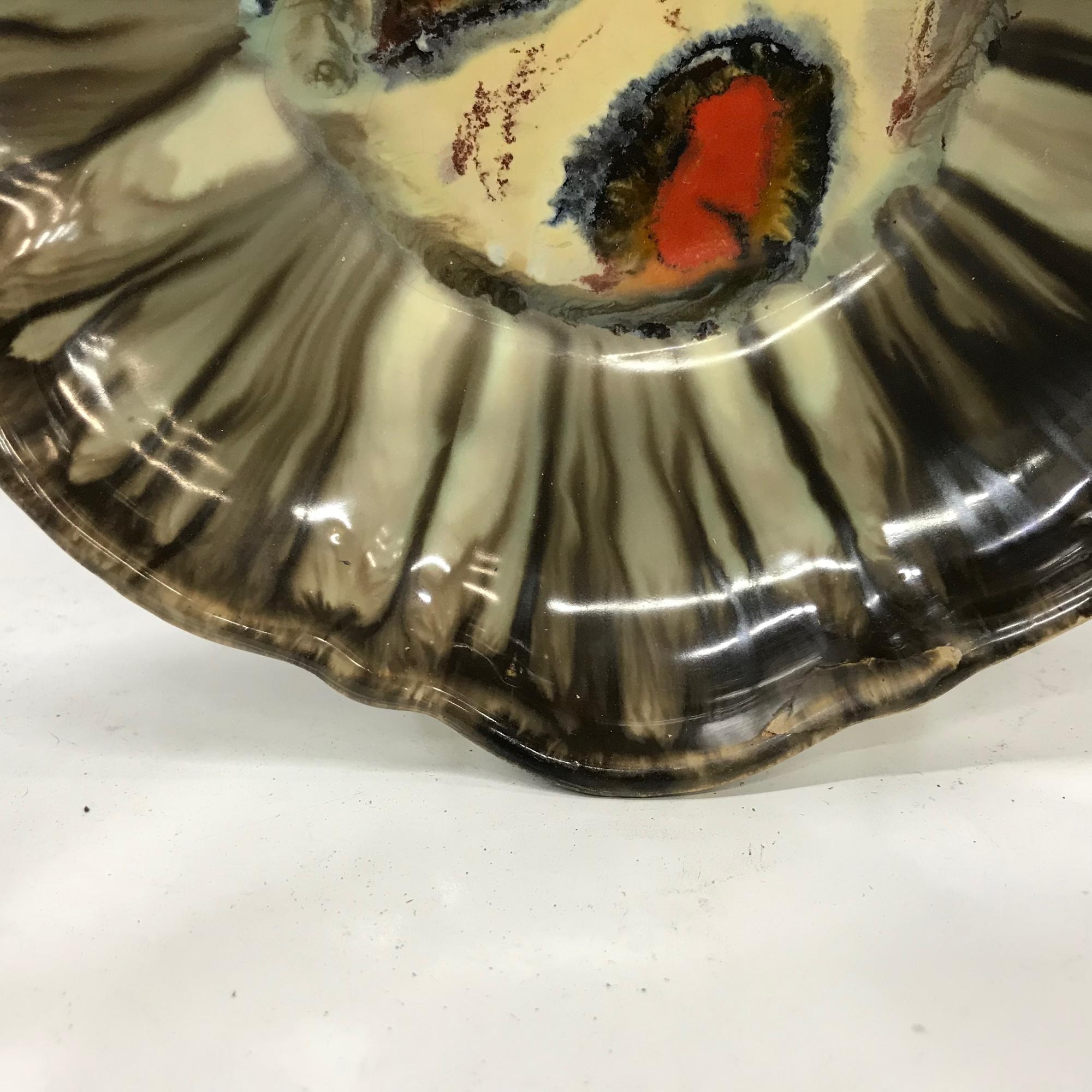 1950s Japanese Art Colorful Glazed Ceramic Serving Bowl  7