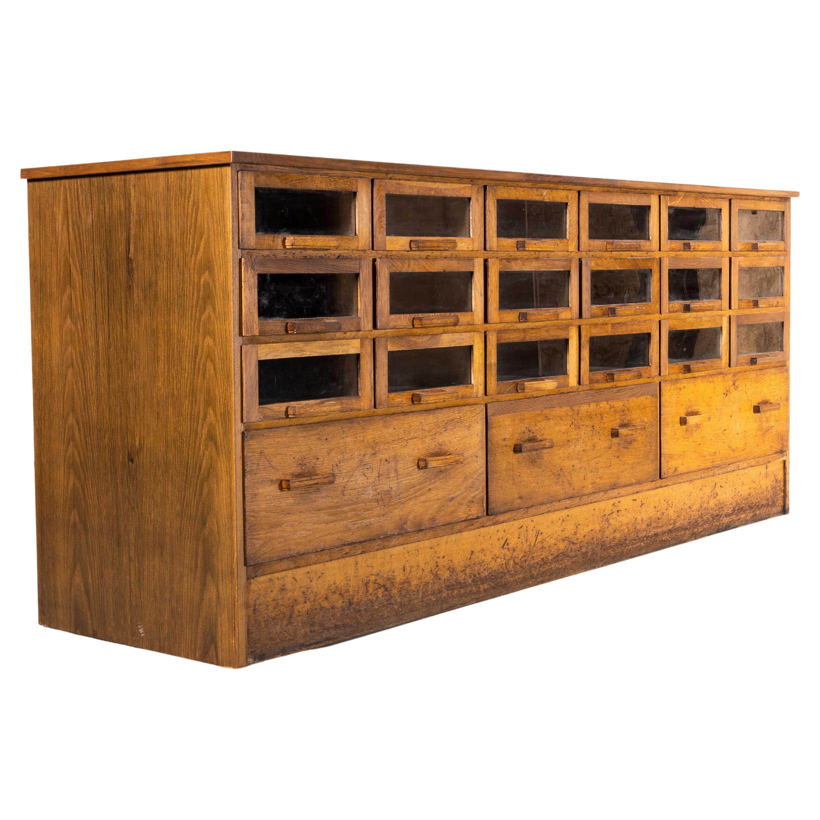 1950
s Low Glass Fronted Haberdashery Unit - Twenty One Drawers