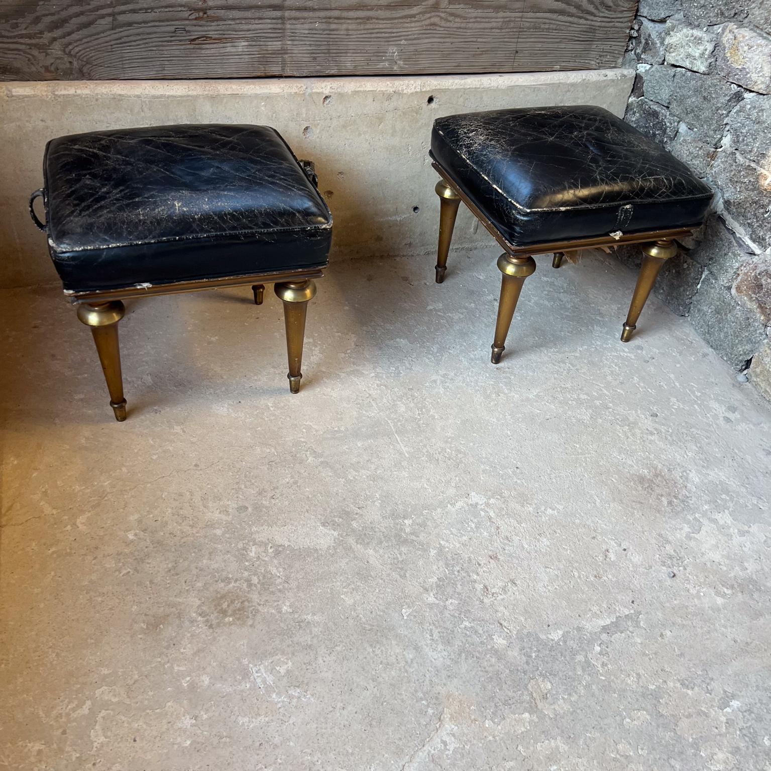 1950s Low Stools Leather Mahogany & Bronze by Octavio Vidales Mexico
for Muebles Johrvy
17 h x 17.5 x 17.5 
Preowned original unrestored fair vintage condition.
Refer to all images.
Delivery to LA OC PS SF
  