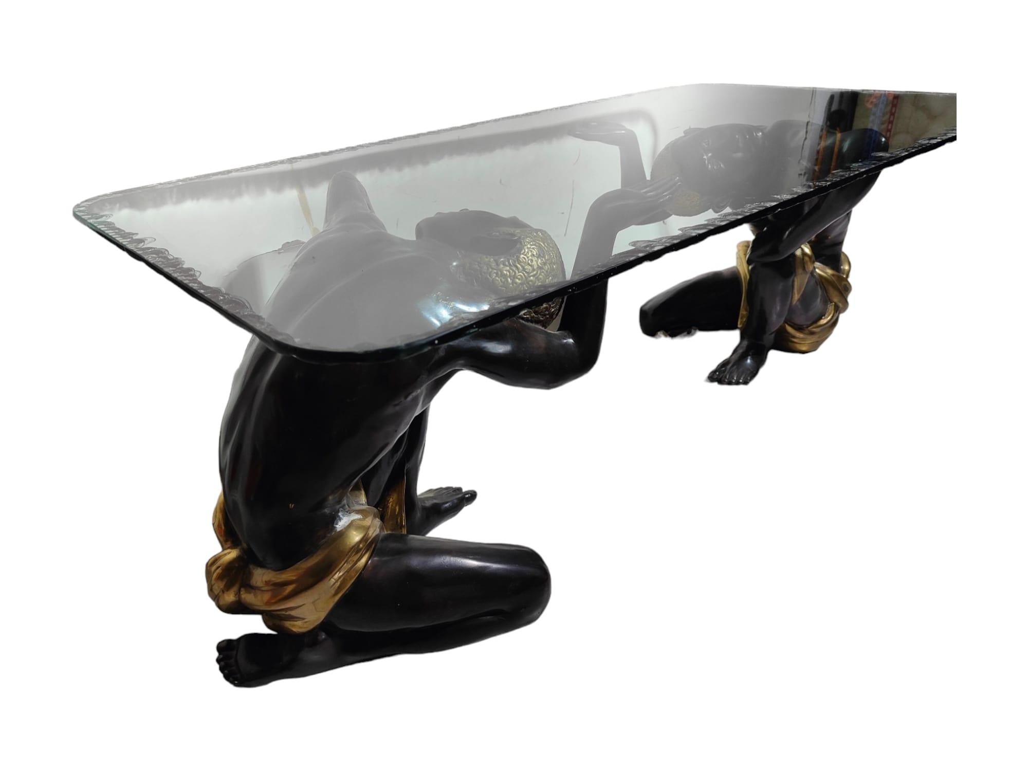1950s Low Table: Elegance with Bronze Figures For Sale 6