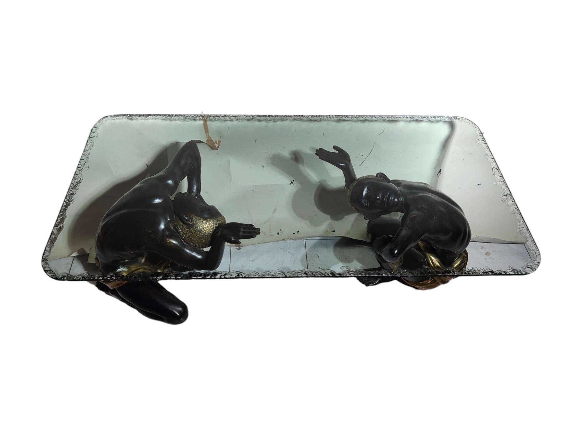 1950s Low Table: Elegance with Bronze Figures For Sale 8