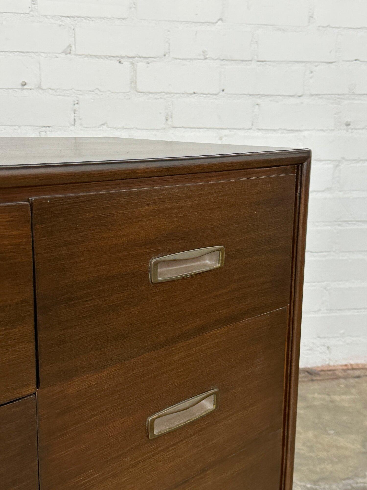 Mid-Century Modern 1950s Lowboy Dresser in Dark Walnut For Sale