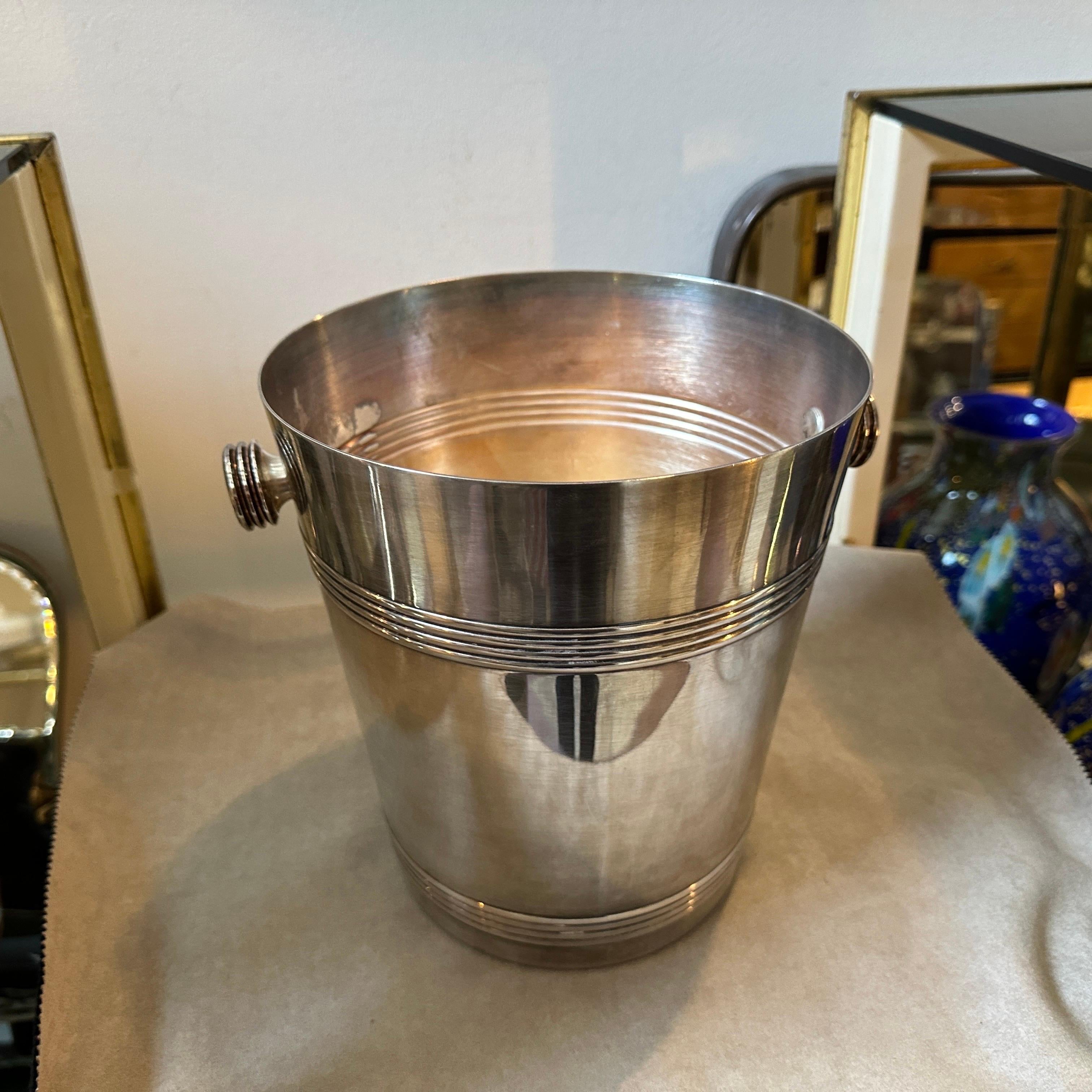 Enfriador de vino francés chapado en plata estilo Art Déco de Luc Lanel de los años 50 siglo XX en venta