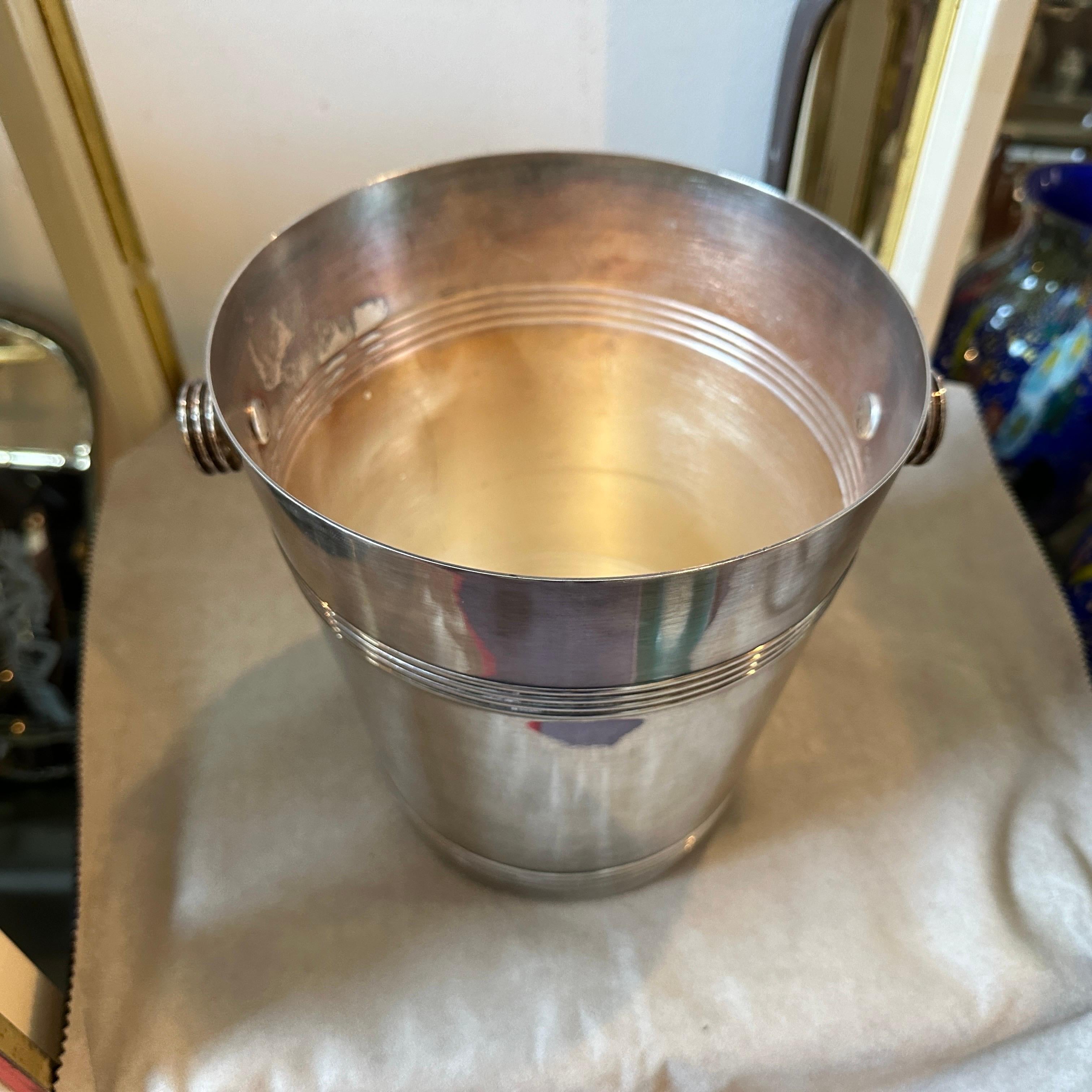 Enfriador de vino francés chapado en plata estilo Art Déco de Luc Lanel de los años 50 en venta 2