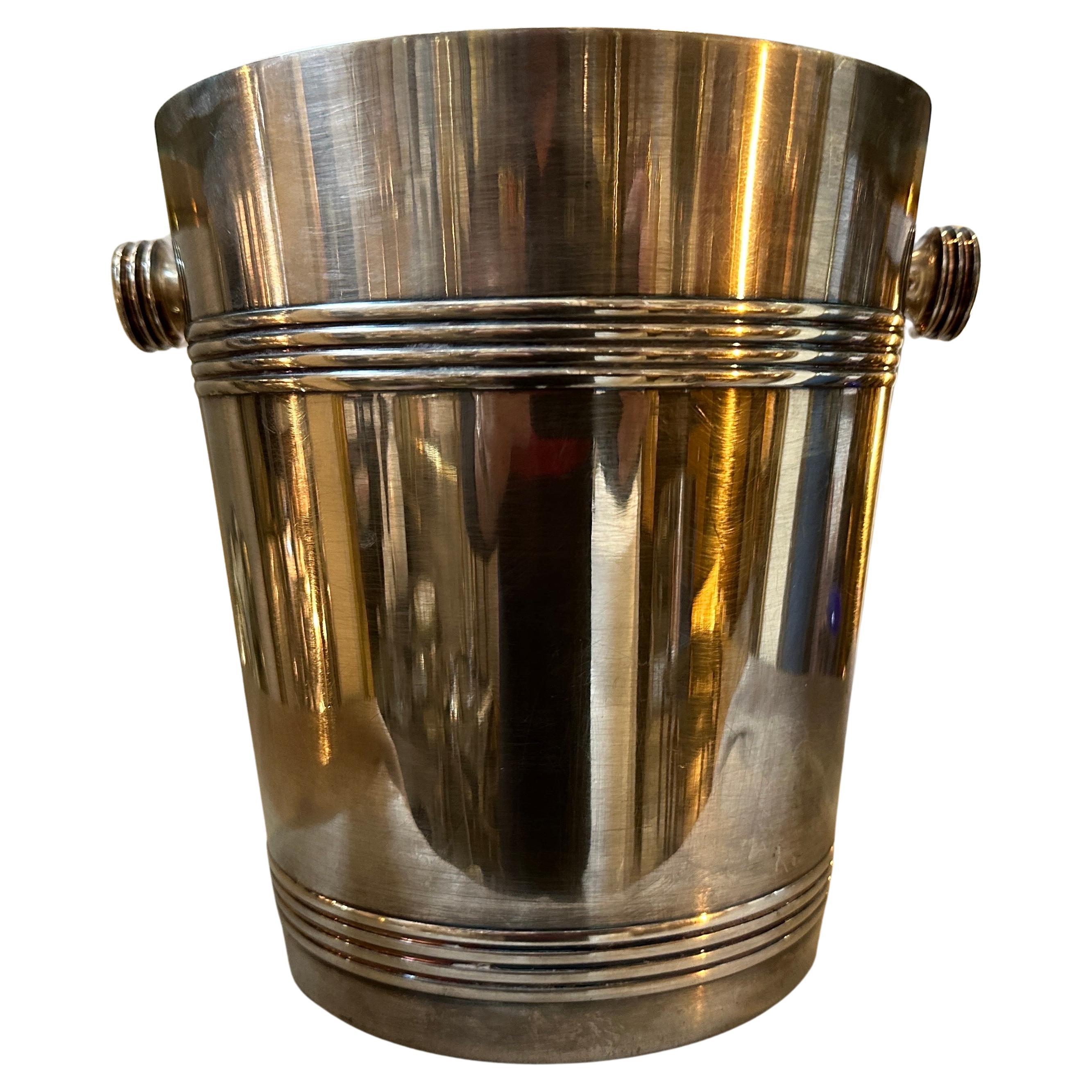 Raffreddatore per vino francese placcato in argento in stile Art Deco di Luc Lanel del 1950