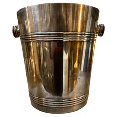 Enfriador de vino francés chapado en plata estilo Art Déco de Luc Lanel de los años 50