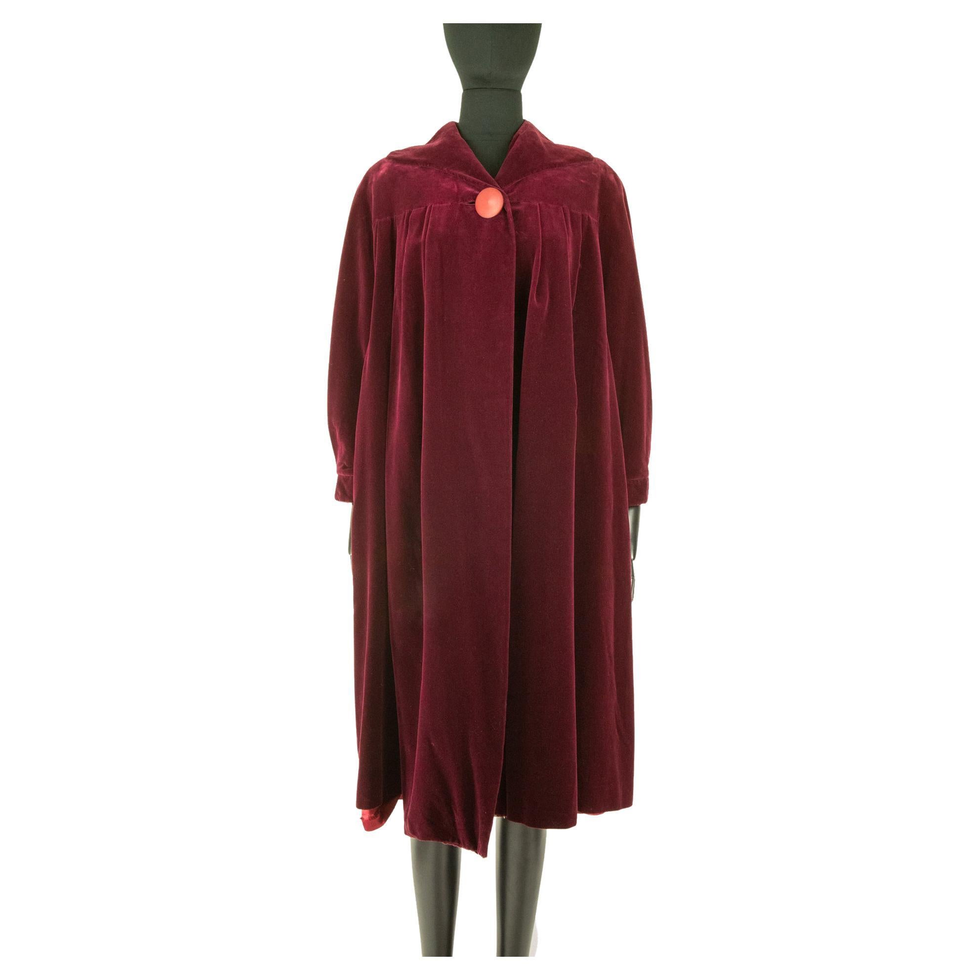 1950s Lucile Manguin Burgundy Red Cloak